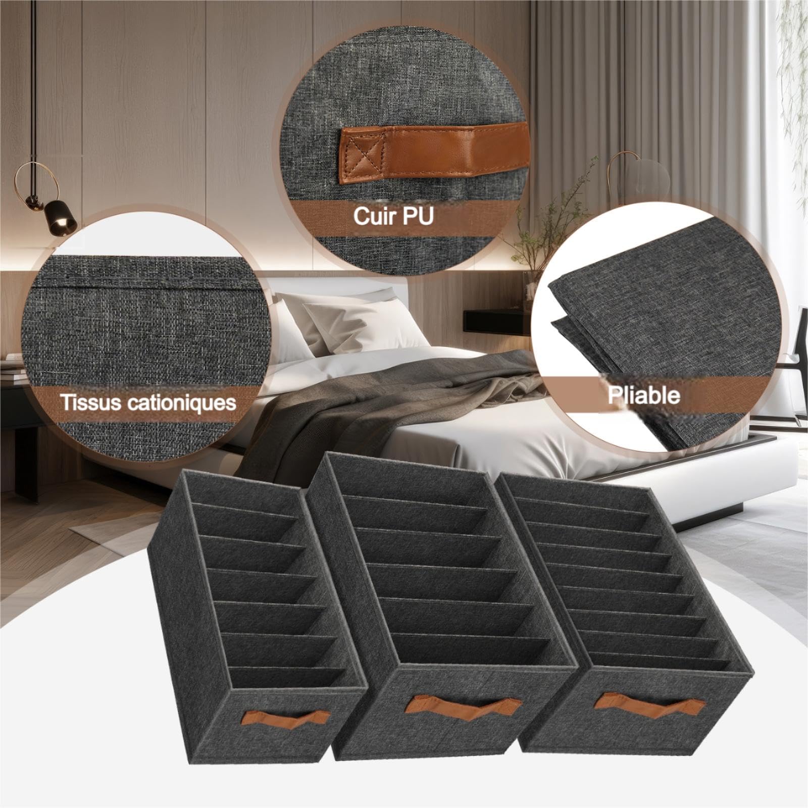 2 Organisateurs De Tiroir 12 Compartiments - Range-Vêtements Pour Armoire, Jeans, Pulls, Serviettes