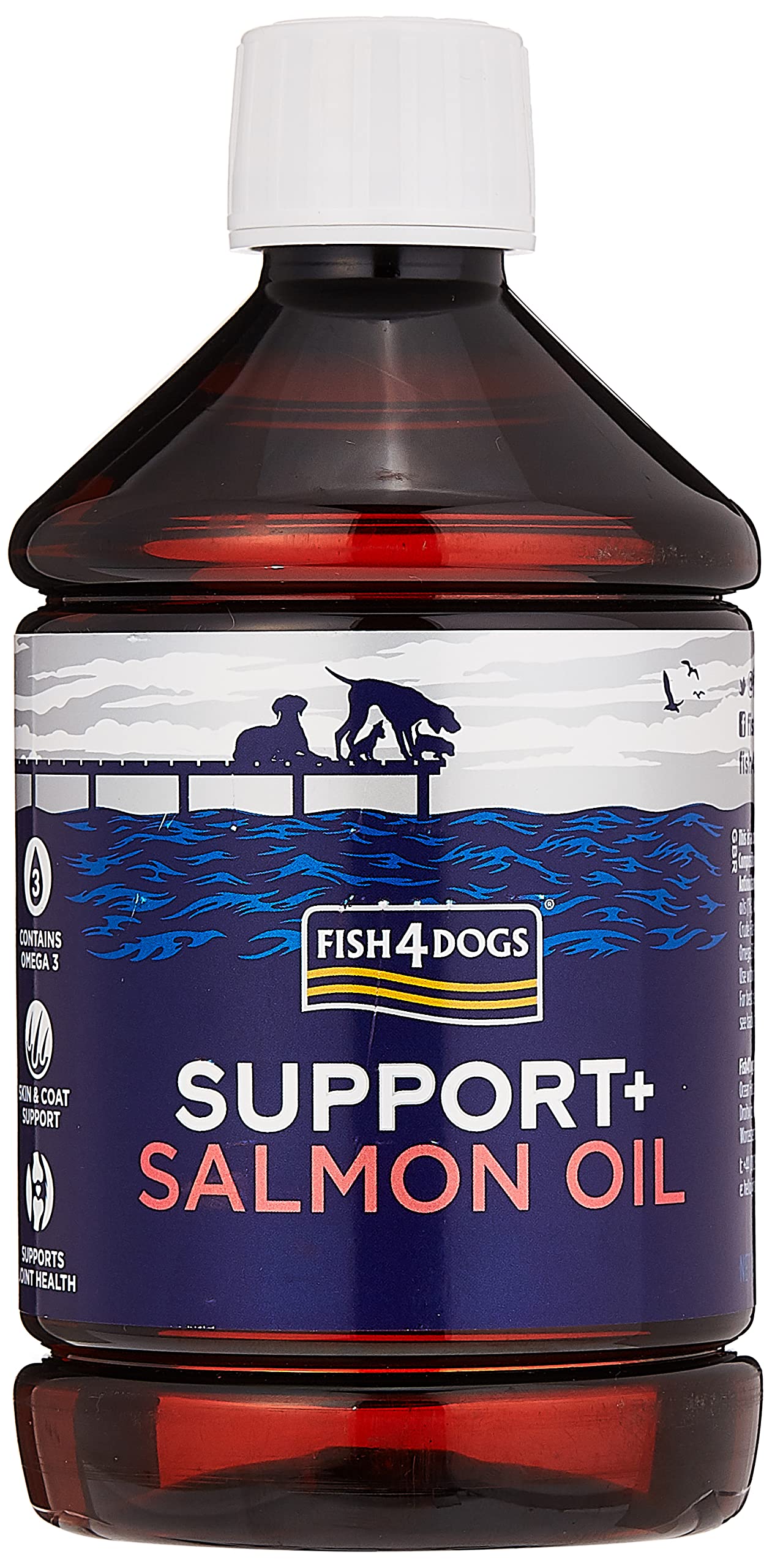 Fish4Dogs Norwegian Salmon Oil | Packed with Omega 3, 6 and 9 for itchy skin and shiny coat | Fish food topper for Dogs | Functional dog supplement for joint health (500ml)