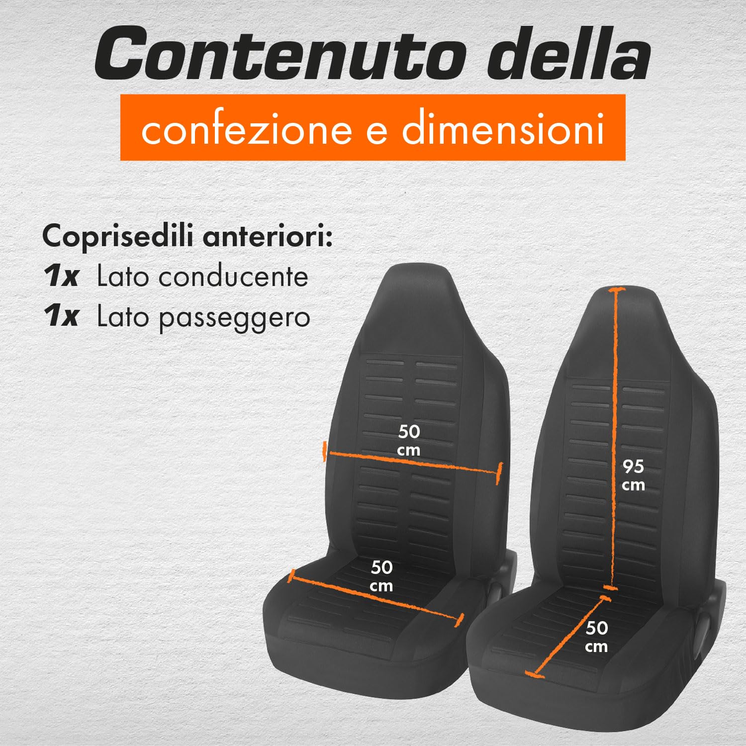 Upgrade4cars Coprisedili Auto Anteriori con Poggiatesta Integrato Nero | Set Copri-sedile Universale per Guidatore e Passeggero Poggia-testa non Rimovibili/Fissi
