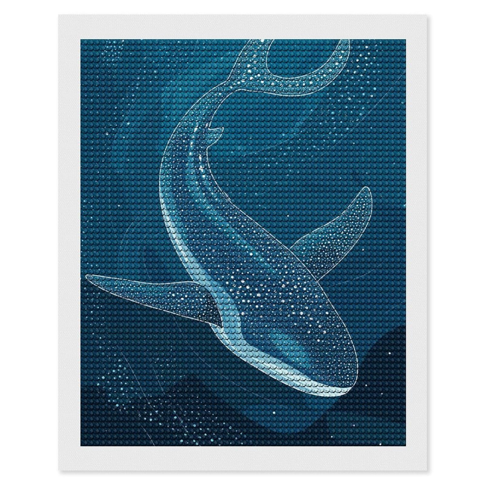 Junmoney Whale Shark in Deep Blue Sea(3) Diamond Art Canvas 16"x20", for Adults, Good for Quiet Evenings, Bedroom Decor, Festive Craft Gift, Easy to Enjoy