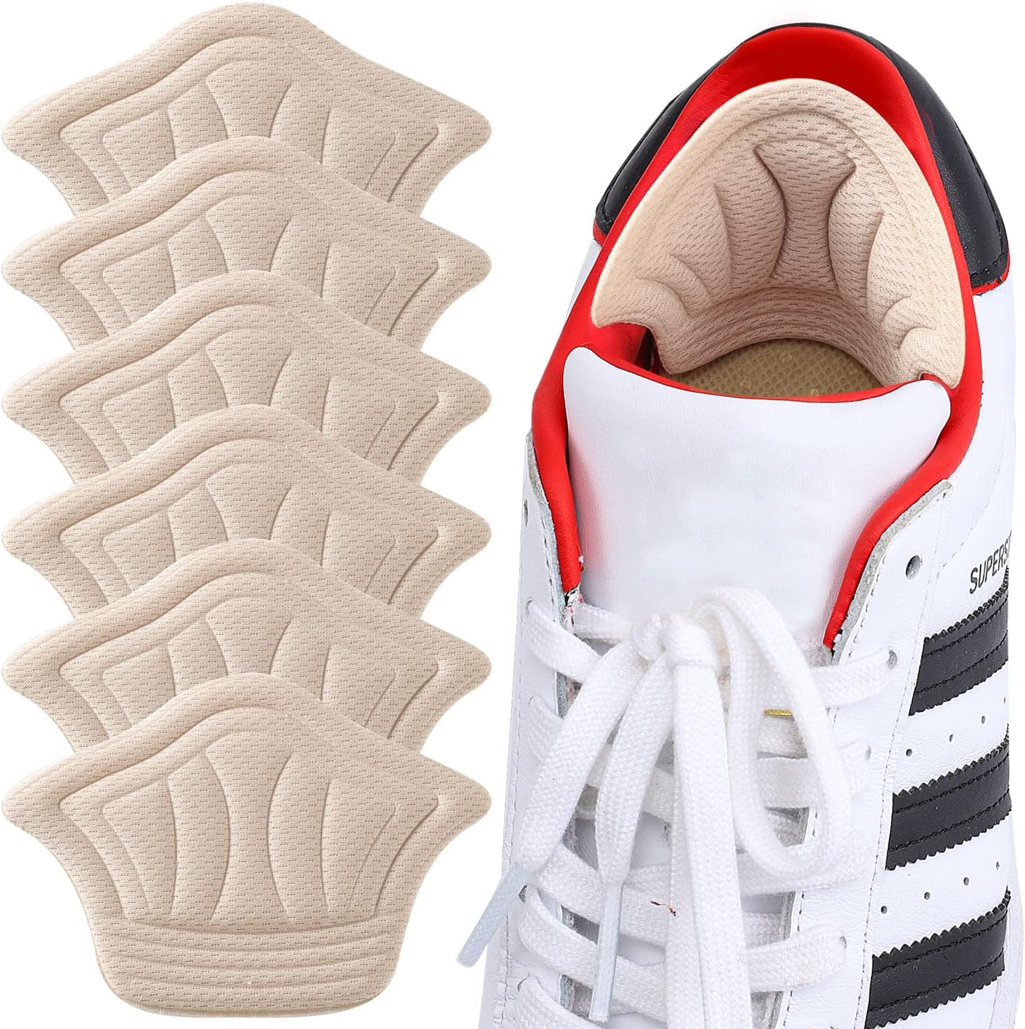 OPSUZY Heel Inserts Cushion Pads Inserts for Women & Men 1xPair-Heel Grips Liner Cushions Inserts for Loose Shoes Too Big Boots Heel Slip and Blister (Beige) (PentagonHeel Liner-3)-image-48