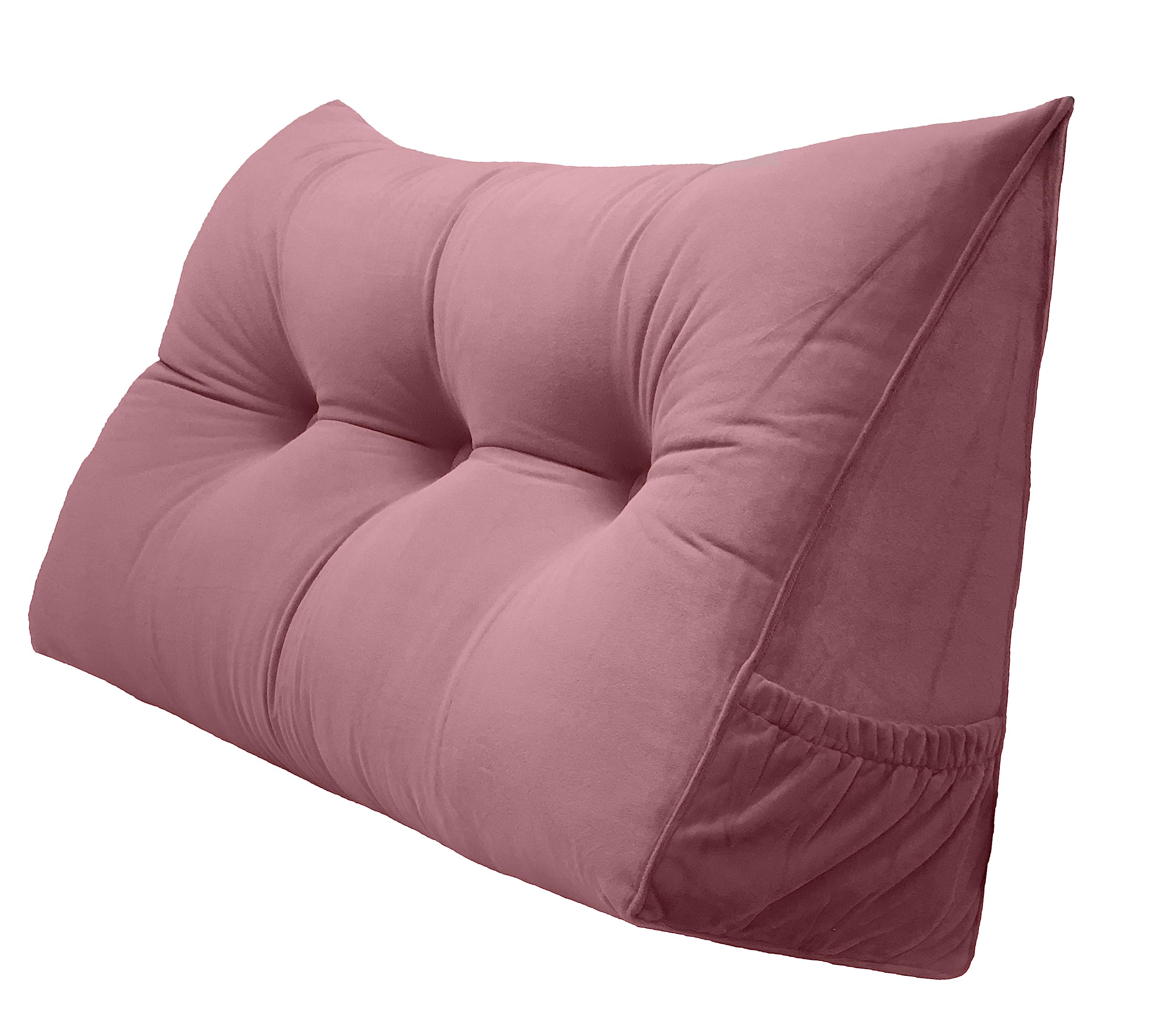 Peachwell Triangular Reading Bed Rest Pillow Large Bolster Cushion Headboard Backrest Wedge Pillow with Removable Cover and Two Large Side Pockets (