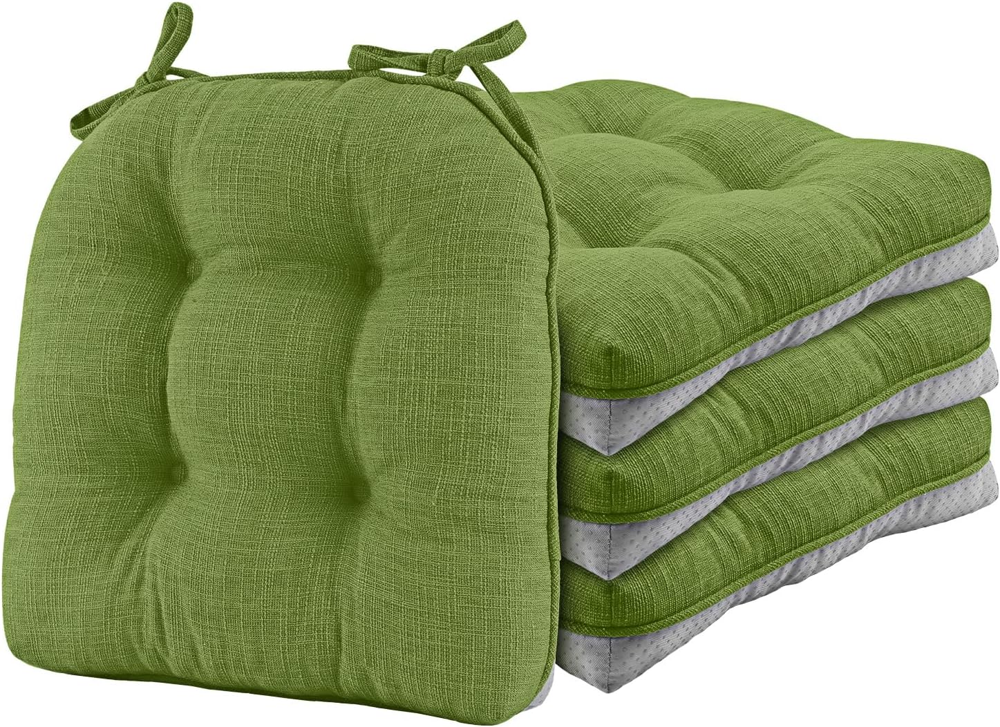 LOVTEX Tufted Chair Cushions for Dining Chairs 4 Pack Non Slip Memory Foam Chair