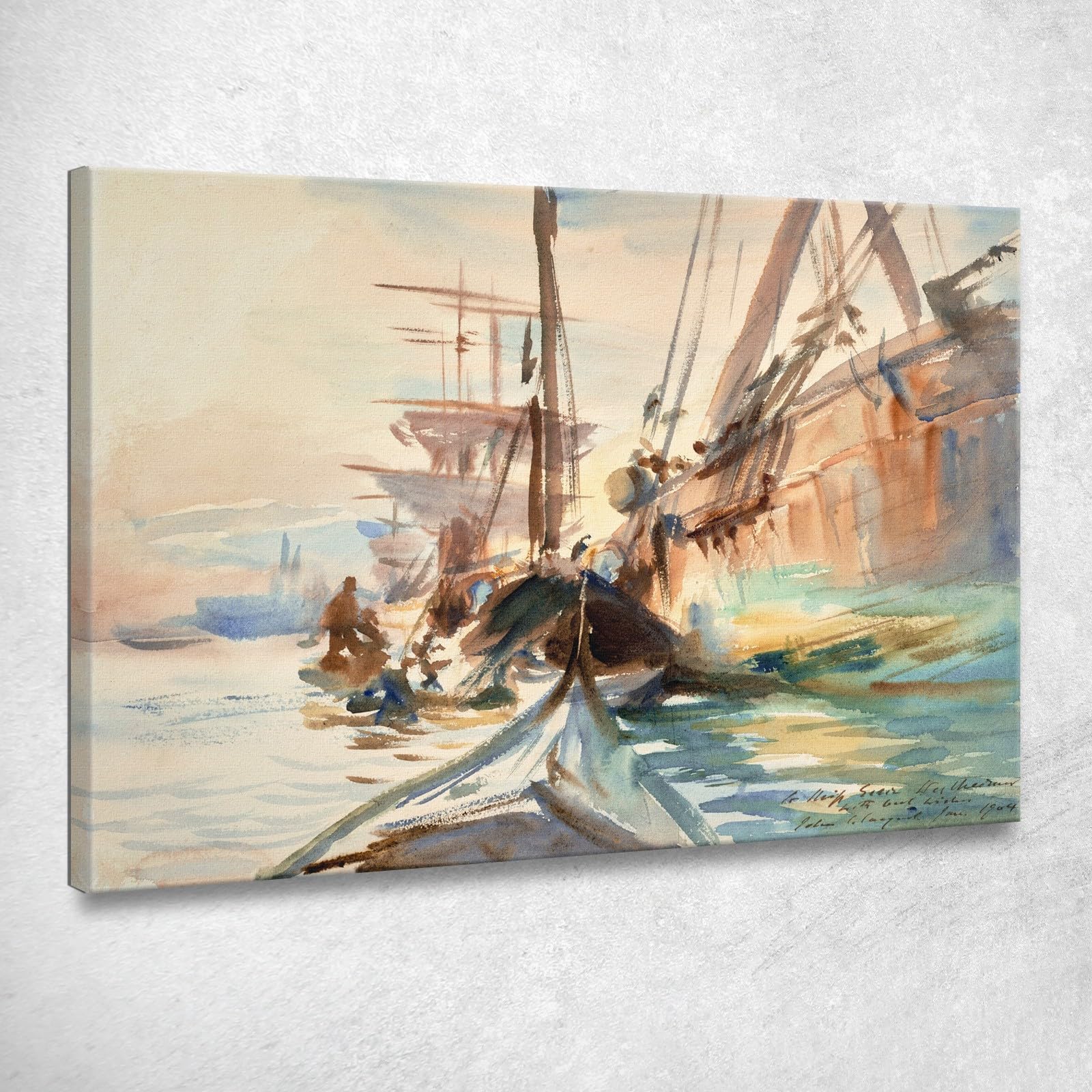 Scarico Barche John Singer Sargent, jss351 Quadro Stampato su Tela, 130x90 cm