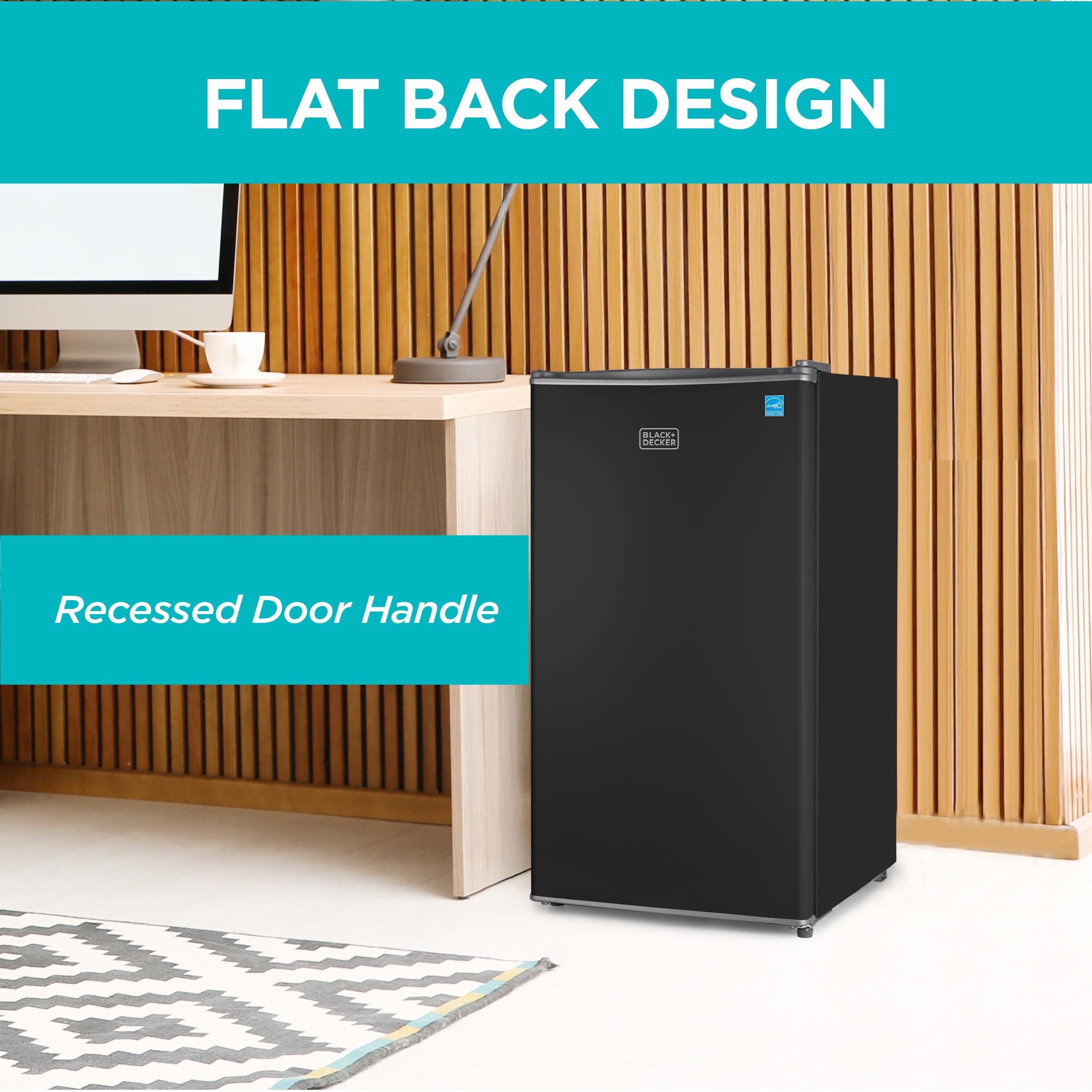 Black+Decker 3.2 Cu. Ft. Compact Refrigerator, Energy Star Certified Small Refrigerator, Single Door Mini Fridge With Chiller Compartment, Personal Fridge For Home Or Dorm Room, Bcrk32b, Black on Fridge.com - View 6