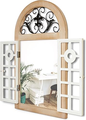 Miniatura 3 de Shutter Farmhouse - Espejo de pared para ventana, decoración envejecida para montaje en pared, 34 x 20 pulgadas