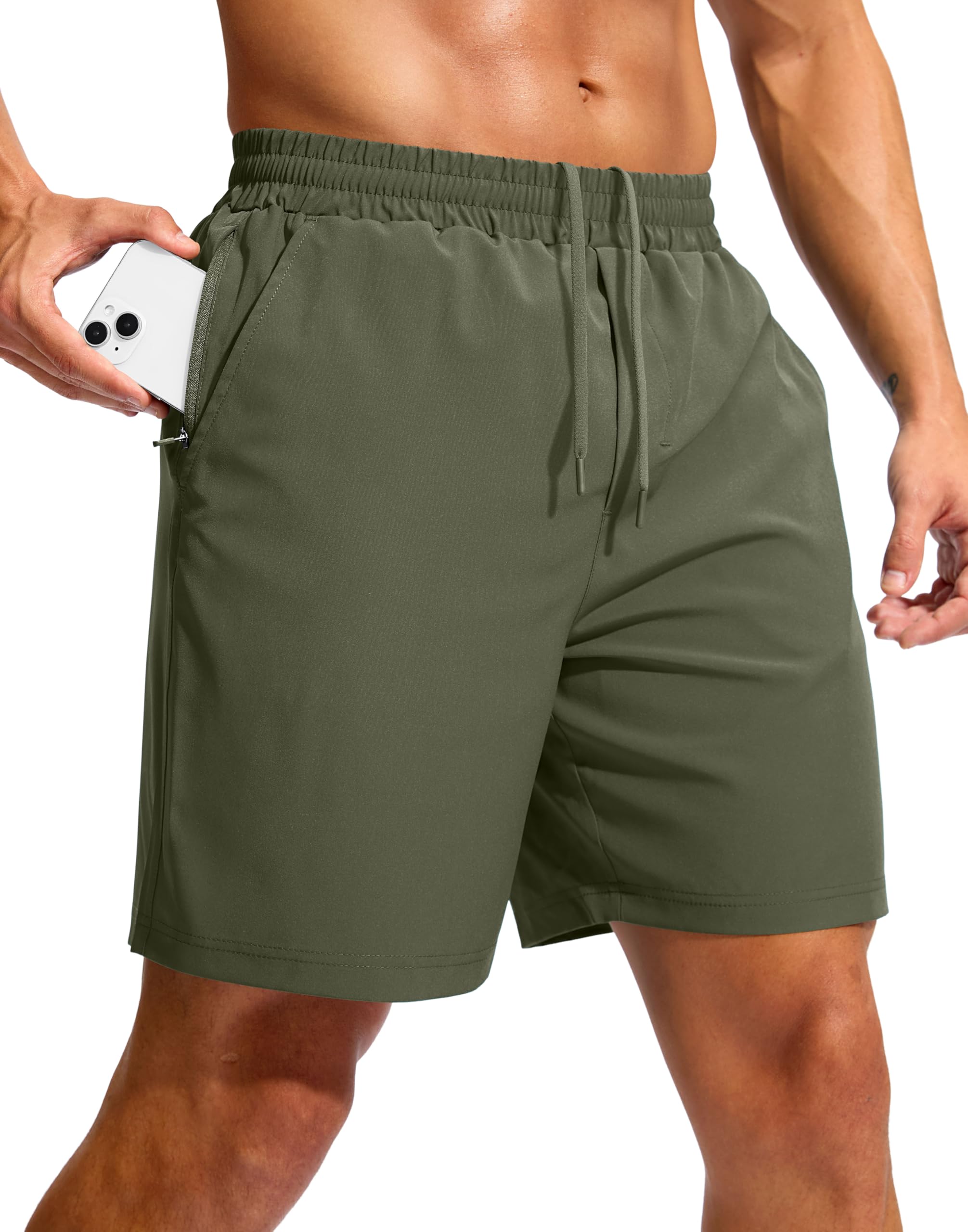 Soothfeel Mens Athletic Workout Shorts with Zipper Pocket 5 7 Running Gym Shorts for Men Lightweight Quick Dry
