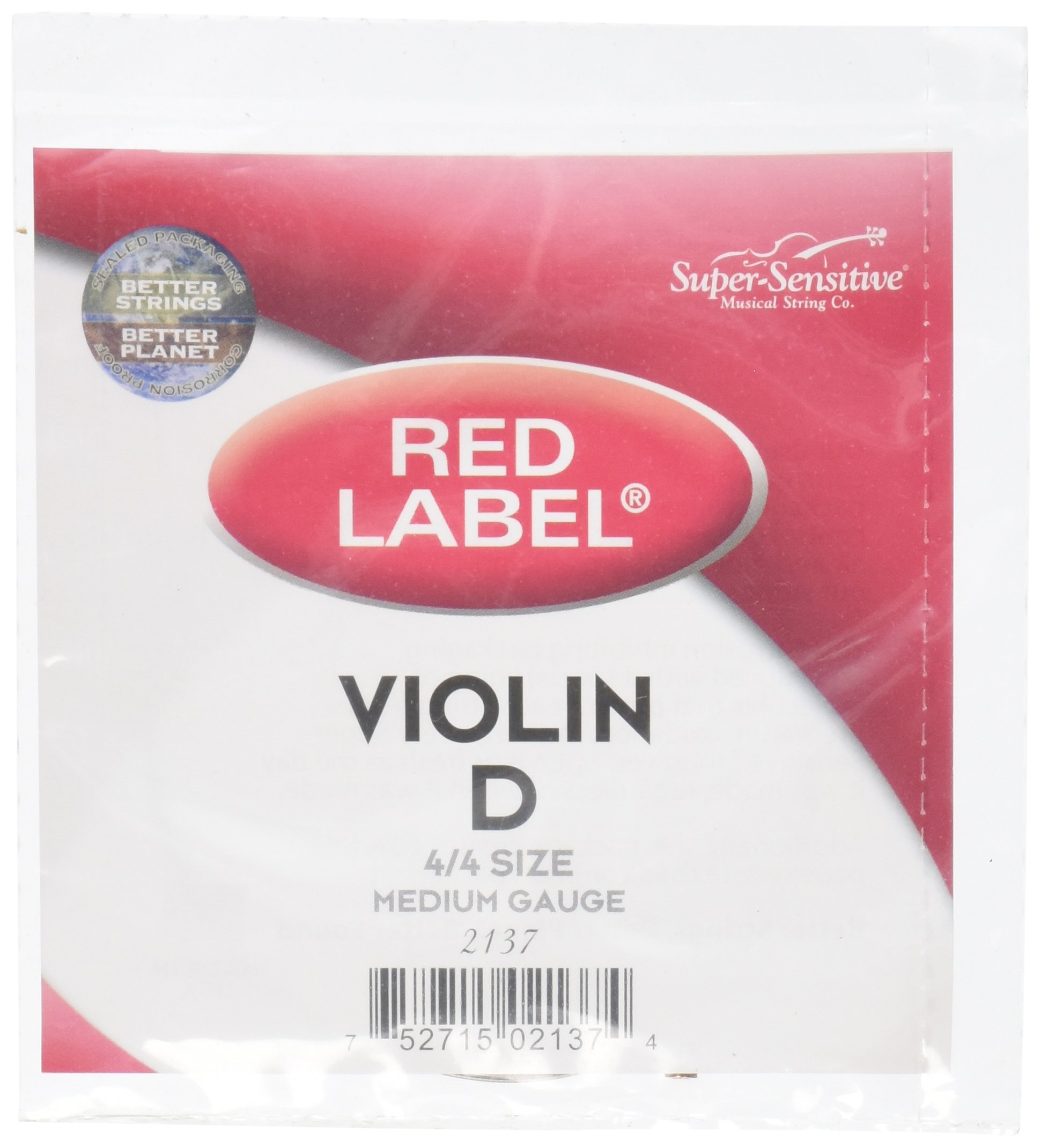 Super Sensitive Red Label Violin D String 4/4 Medium