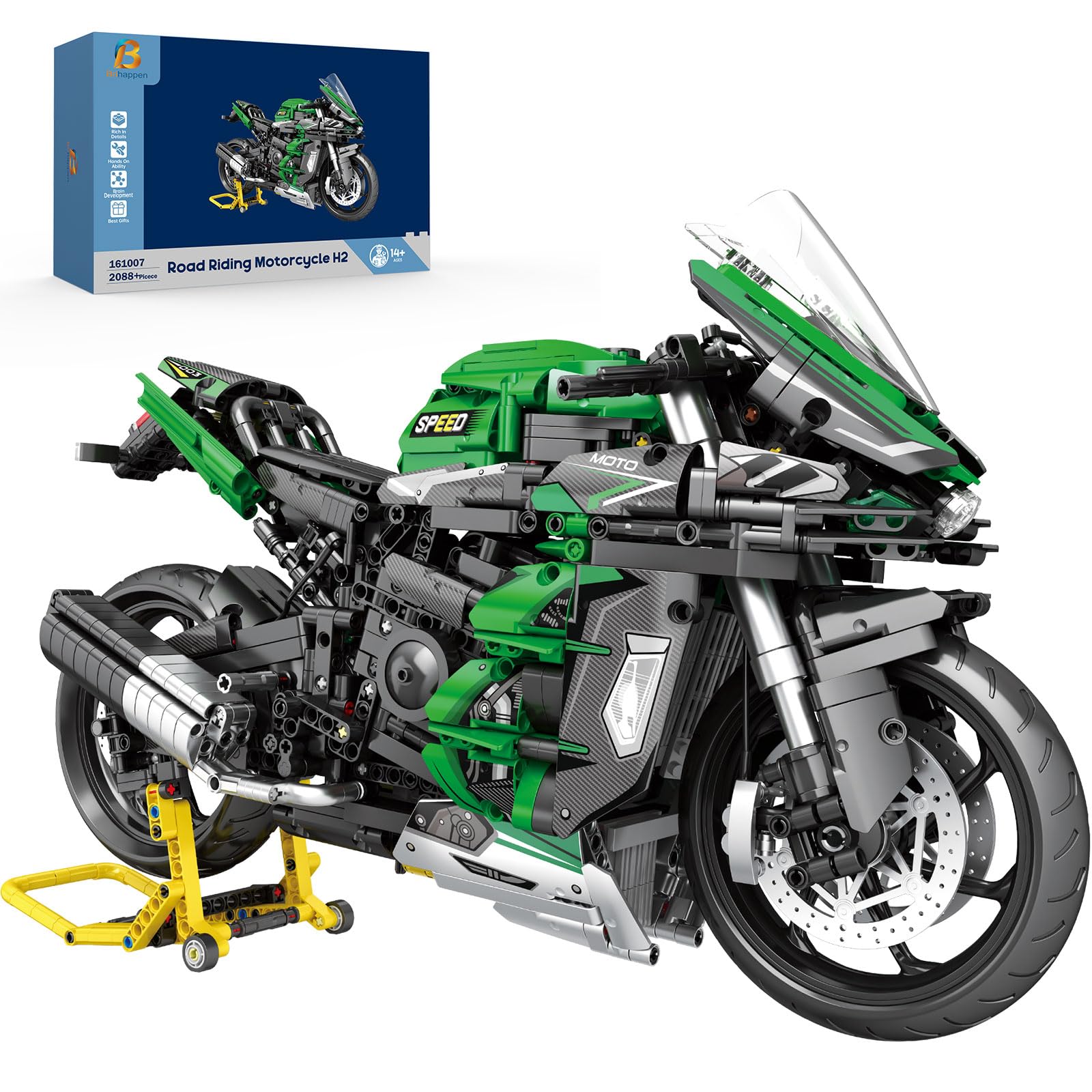 Brihappen 1:5 Scale H2 SX SE Motorbike Building Toy Set Adults Man, Technical Sport Touring Motorcycle Model with Display Stand, Collectible Mechanical Bike Vehicle Kit for Teens 14+
