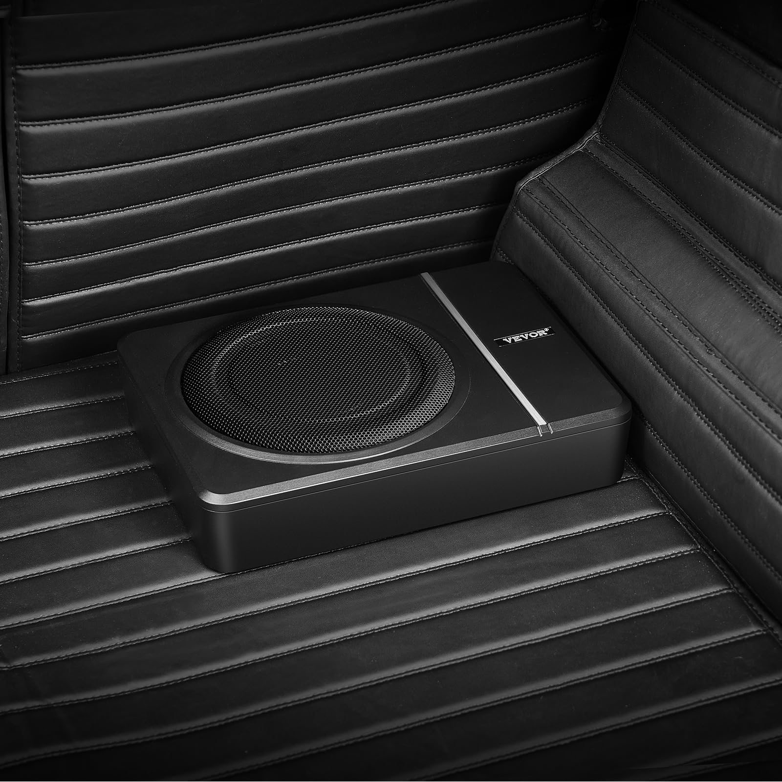 VEVOR Subwoofer per Auto Sotto Sedile, Subwoofer Auto Sottile Sistema Audio a Basso Profilo, Audio con Amplificatore integrato, Ingresso Livello Alto e Basso Regolatore del Volume 203 mm e 240W