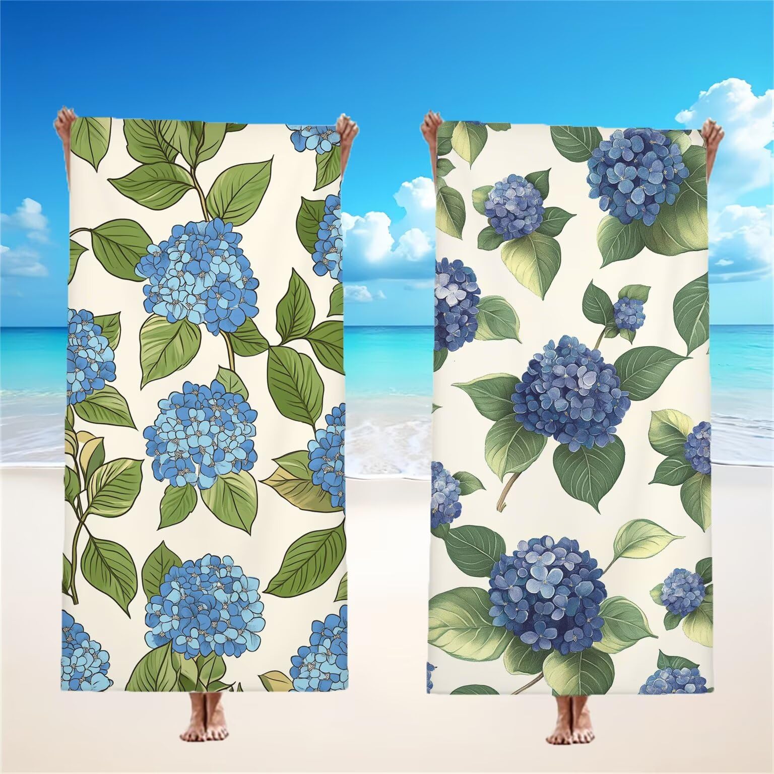 Niebieski ręcznik plażowy dla dorosłych, ręcznik z mikrofibry 90 x 200 cm, duży, 2 sztuki, ręczniki kąpielowe, unikalne, chłonne, szybkoschnące, odporne na piasek, lekka konstrukcja, do pływania, jogi