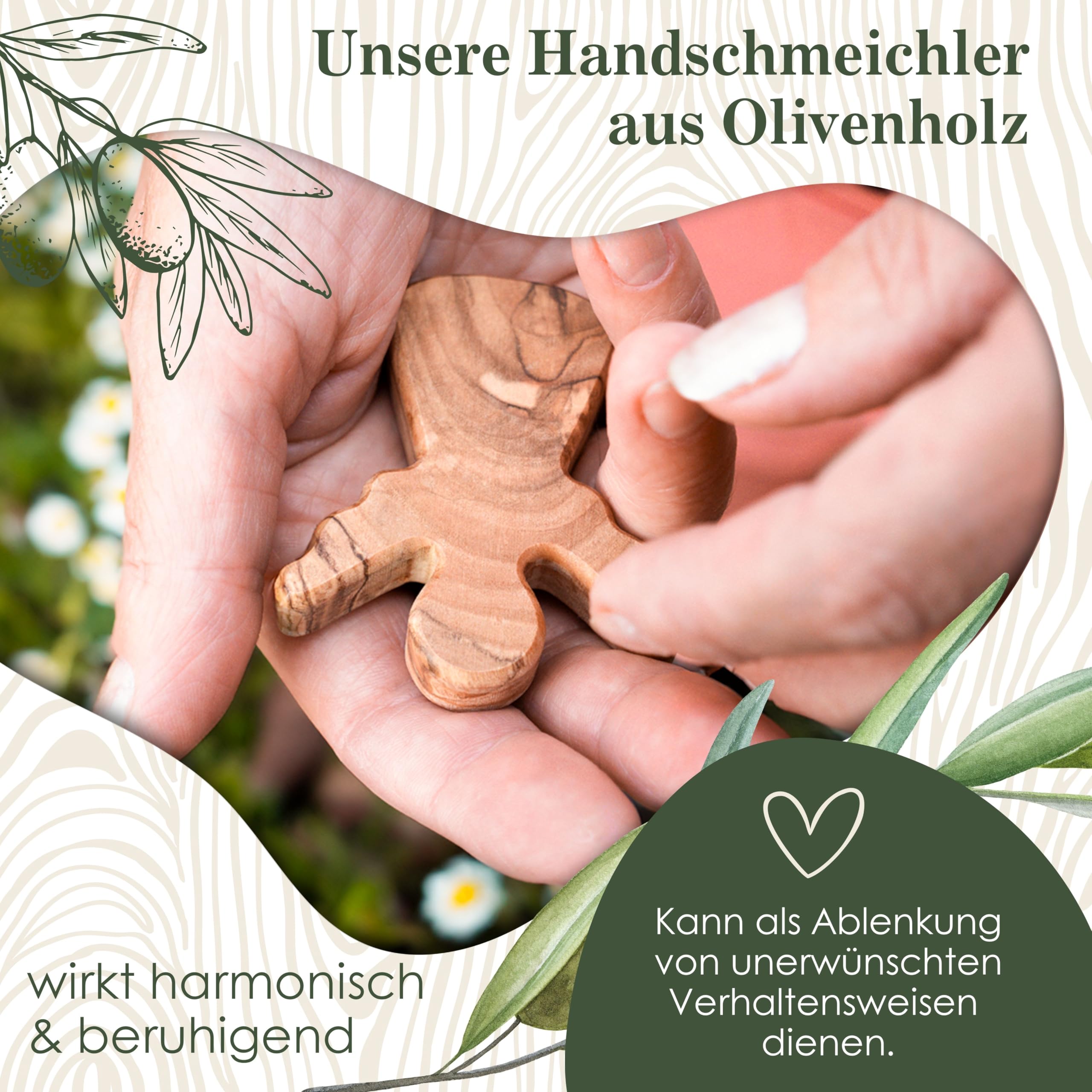 Ange Gardien en Bois d'Olivier - Figurine Artisanale Faite Main Idéale comme Cadeau pour Naissance, Baptême, Communion et Confirmation (Avec Gravure)