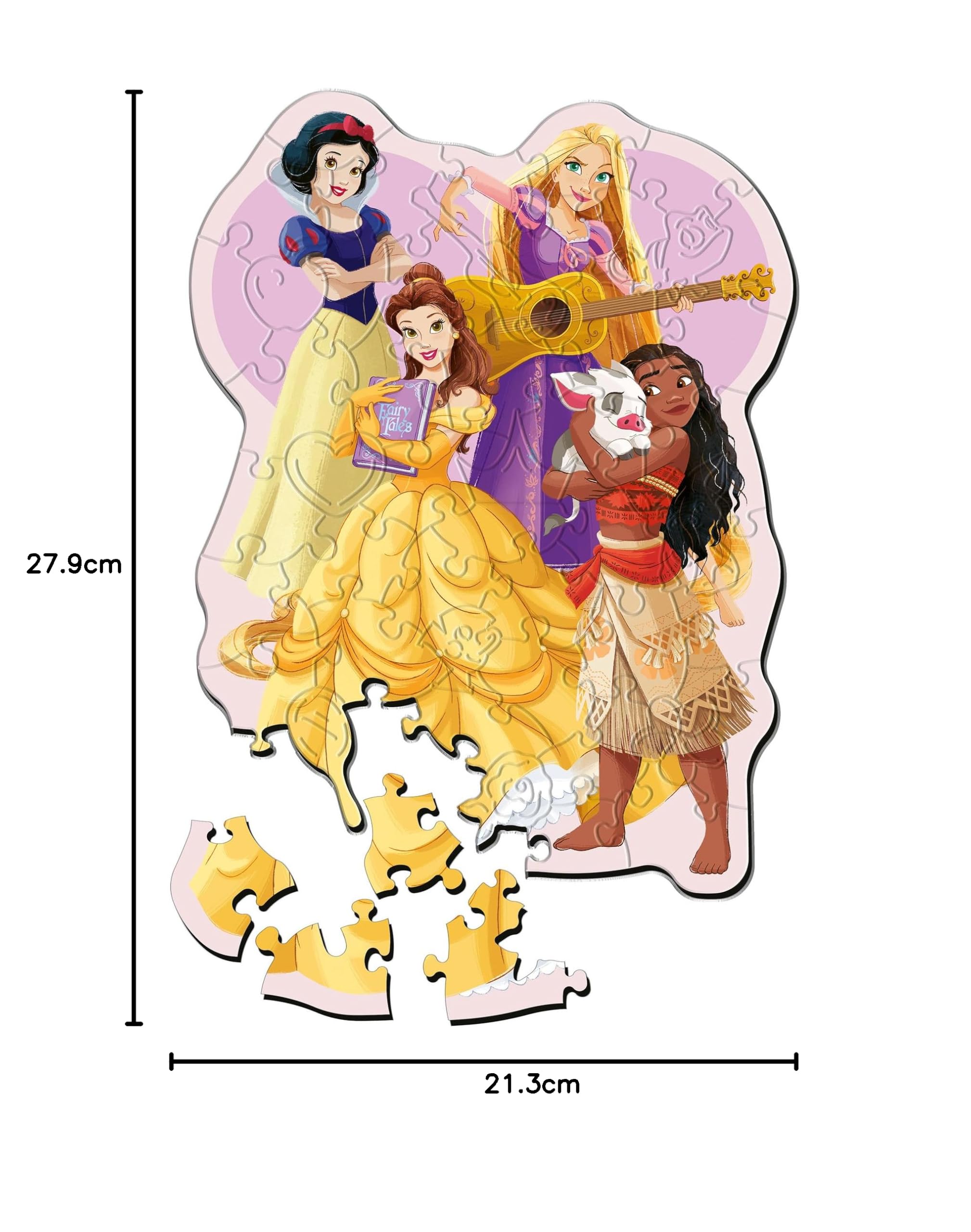 Trefl – Puzzle en Bois : Disney Princess, Princesses charmantes - Puzzle en Bois de 50 pièces, Formes irrégulières, 10 Figurines. Puzzle Moderne pour Enfants de 5 Ans et Plus