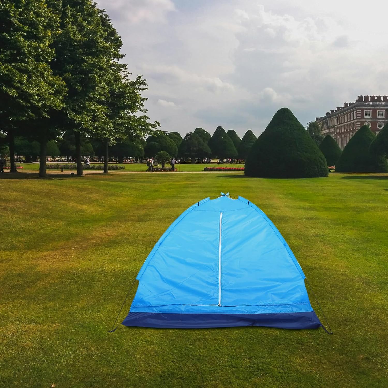 Two-Person Camping Tent Single Layer Lightweight Outdoor Shelter Beach and Backpacking Canopy for Hiking and Park Use in Light Blue