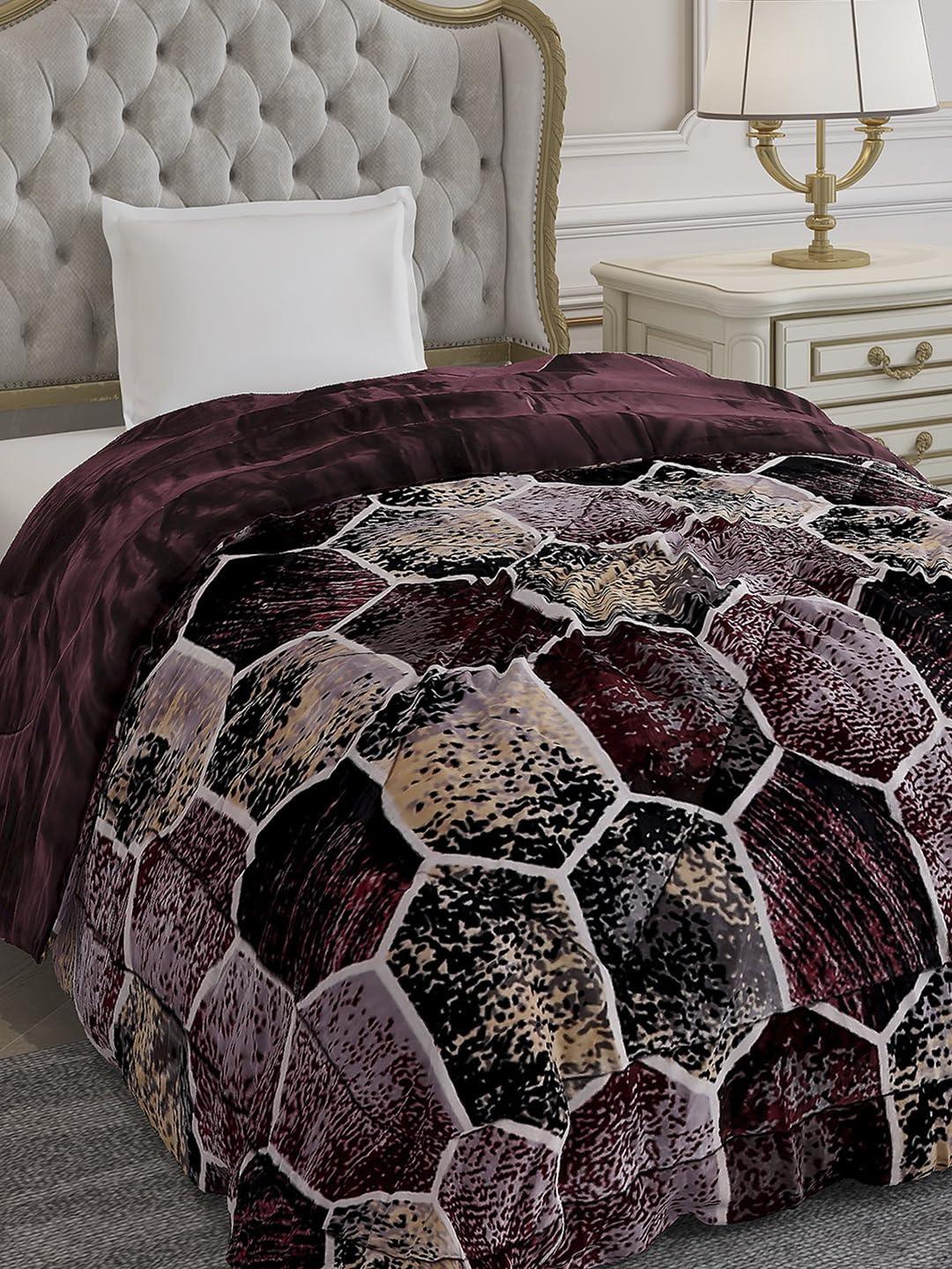 Monte Carlo Single Bed Winter Comforter Dixie 290 GSM 1 Comforter (160 CM X 230 CM) Wine-picture-15