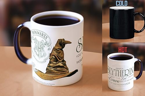 Miniatura 7 de Morphing Mugs Harry Potter  Slytherin  Sombrero clasificador Hogwarts  Una taza de cerámica sensible al calor que cambia de color de 11 onzas