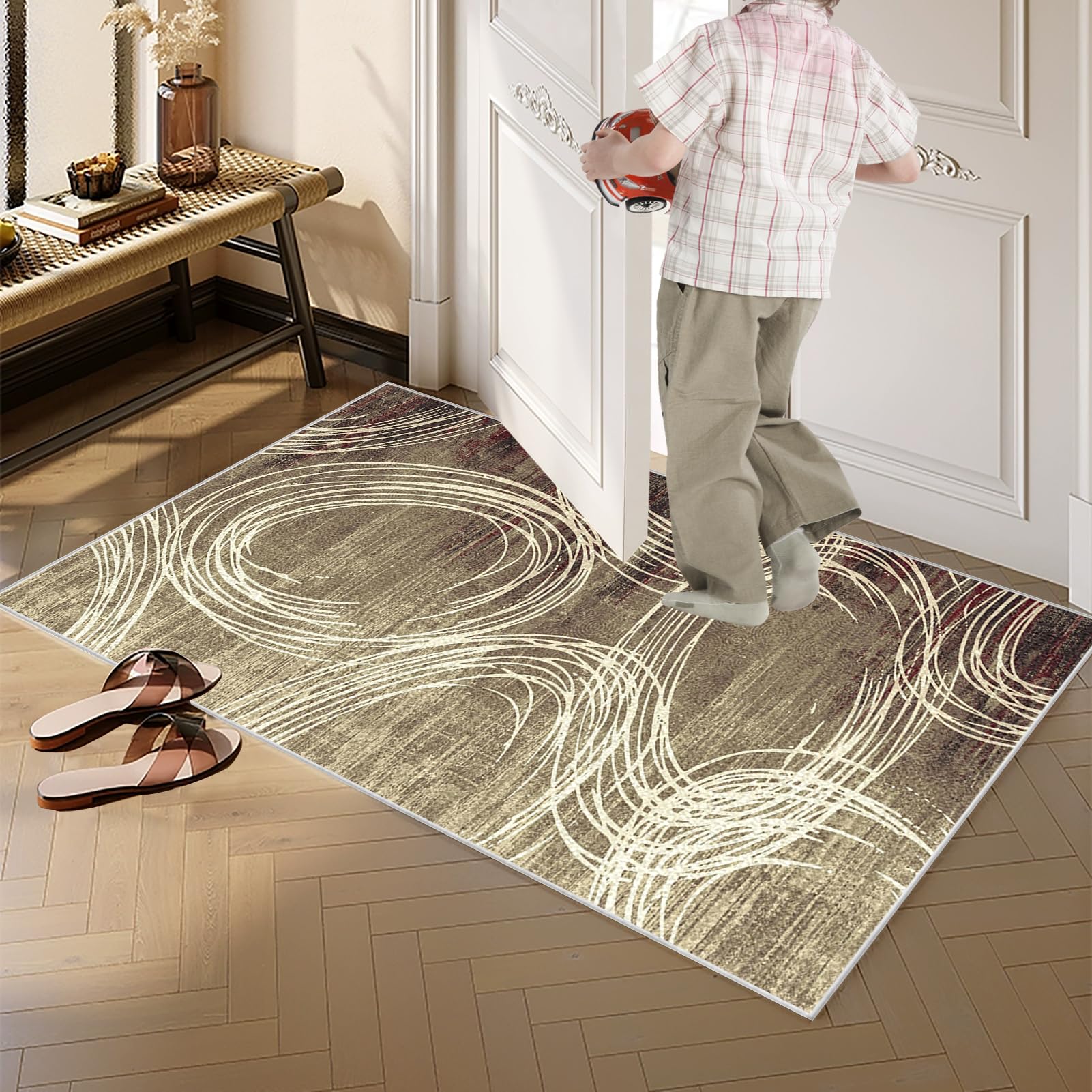 Dywan kuchenny przed zlewem antypoślizgowy zmywalny długi chodnik 110 x 200 cm dywan korytarz kuchnia z krótkim włosiem dywanik wejściowy wnętrze dywanik podłogowy do przedpokoju kuchni sypialnia