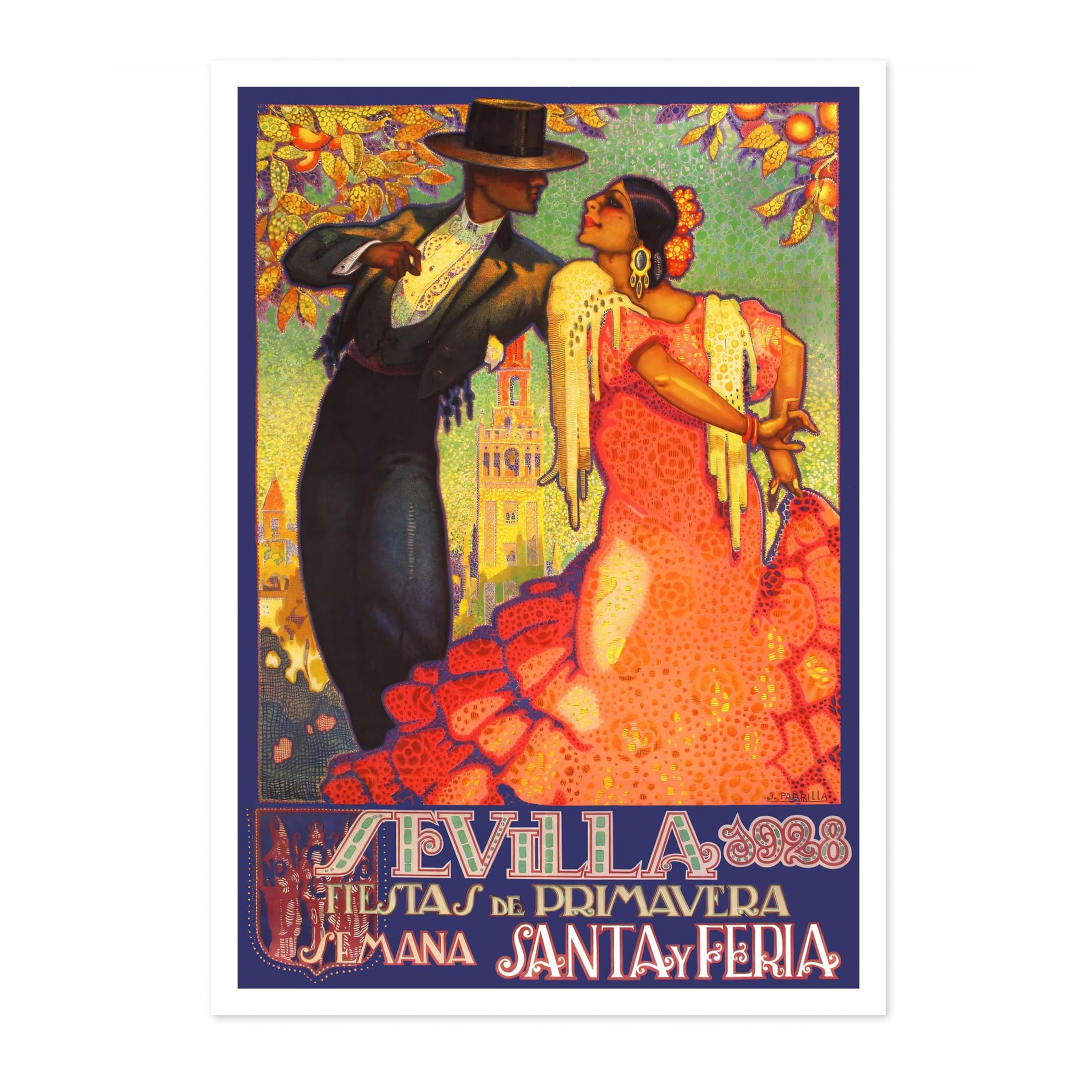 Seville, 1928 Vintage Spanish Travel Poster, Retro Spain Tourism Print, Decoration Wall Art Seville Landmark Bedroom Decor, A4 (Print Only) - 29.7x21cm โ image 1