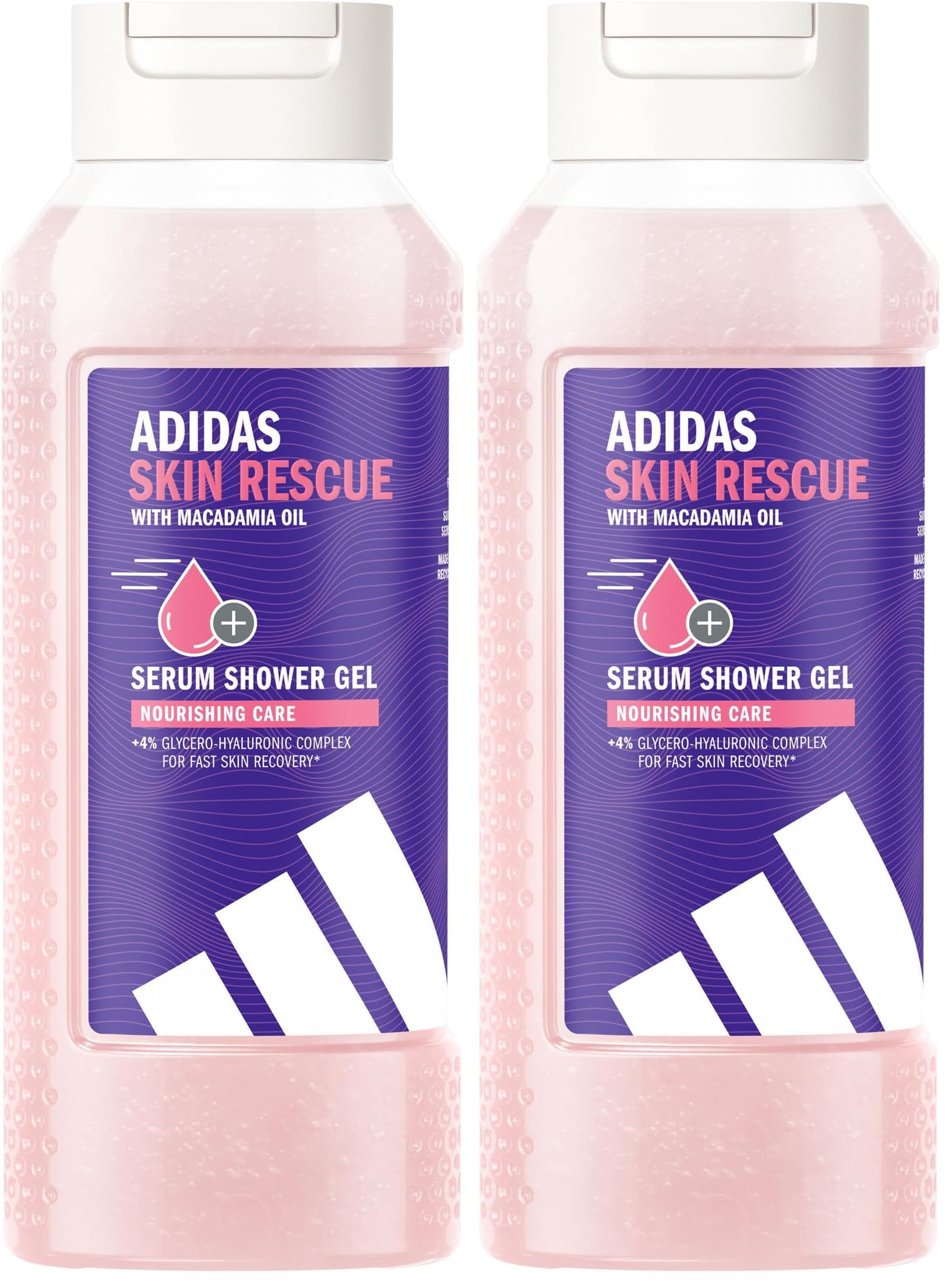 adidas Active Skin & Mind Skin Rescue Duschgel für Frauen, feuchtigkeitsspendende Körperpflege für schnelle Hautregeneration, 250ml (Packung mit 2)