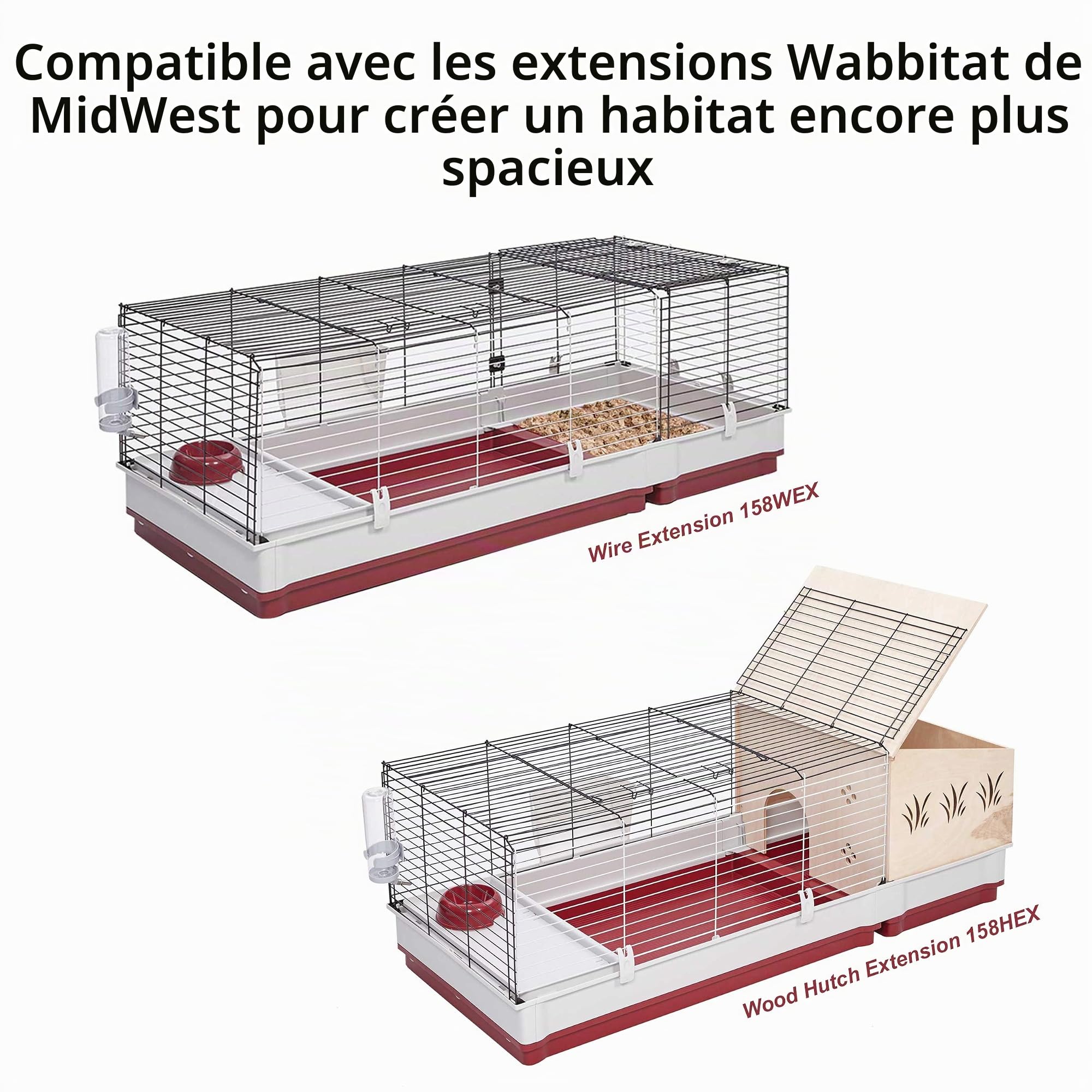 Midwest Homes for Pets 158 Wabbitat Deluxe Cage à Lapin Marron/Blanc 99,5 x 60 x 50 cm