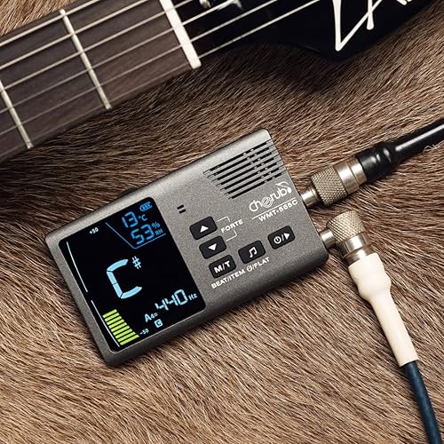 Miniatura 3 de Cherub WMT-565C Metrónomo recargable, sintonizador de instrumentos de cuerda, sintonizador metro, generador de tonos, monitoreo de temperatura y