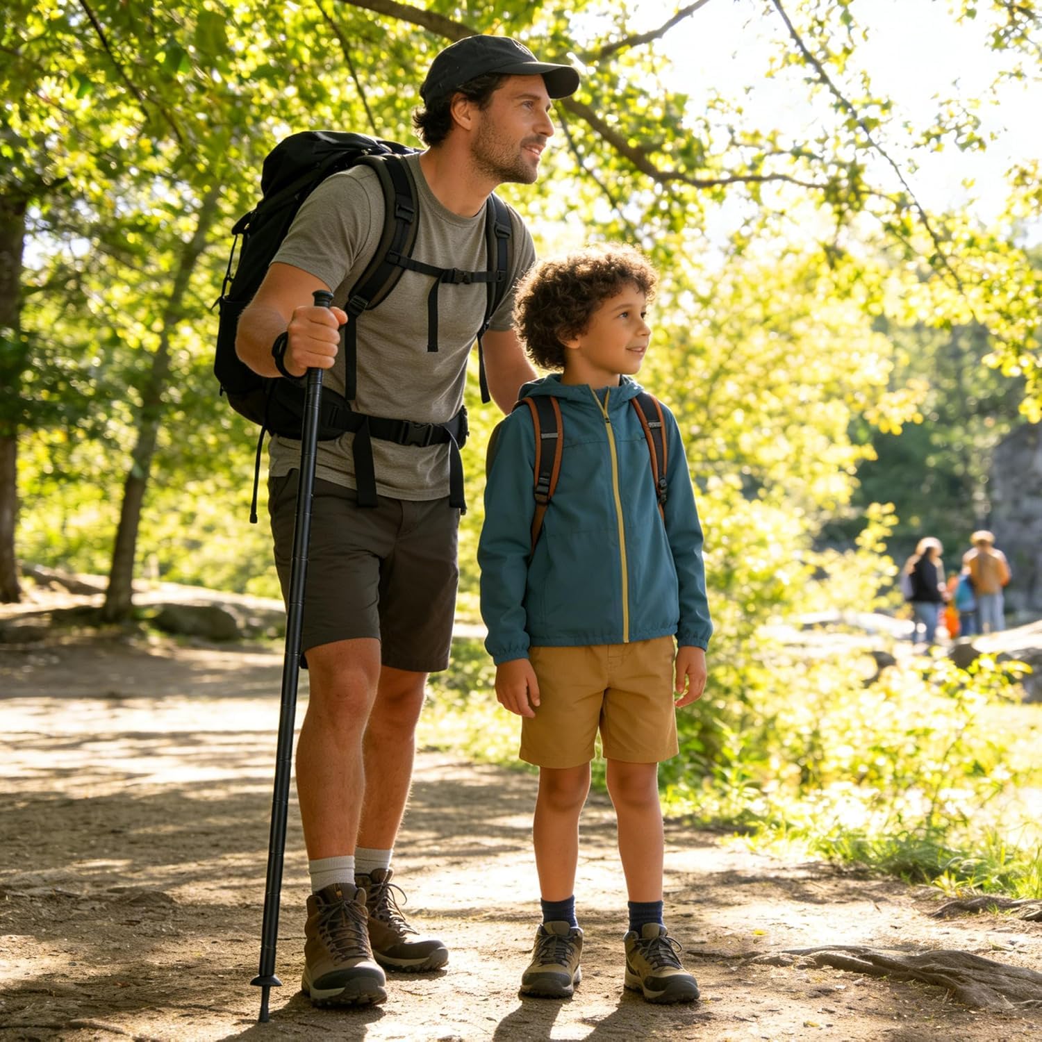 GOUTIME Bastoncini da Cammino in Alluminio Regolabili 123cm, Ammortizzati, Smontabili per Trekking, Montagna e Campeggio, Borsa Inclusa (Nero)