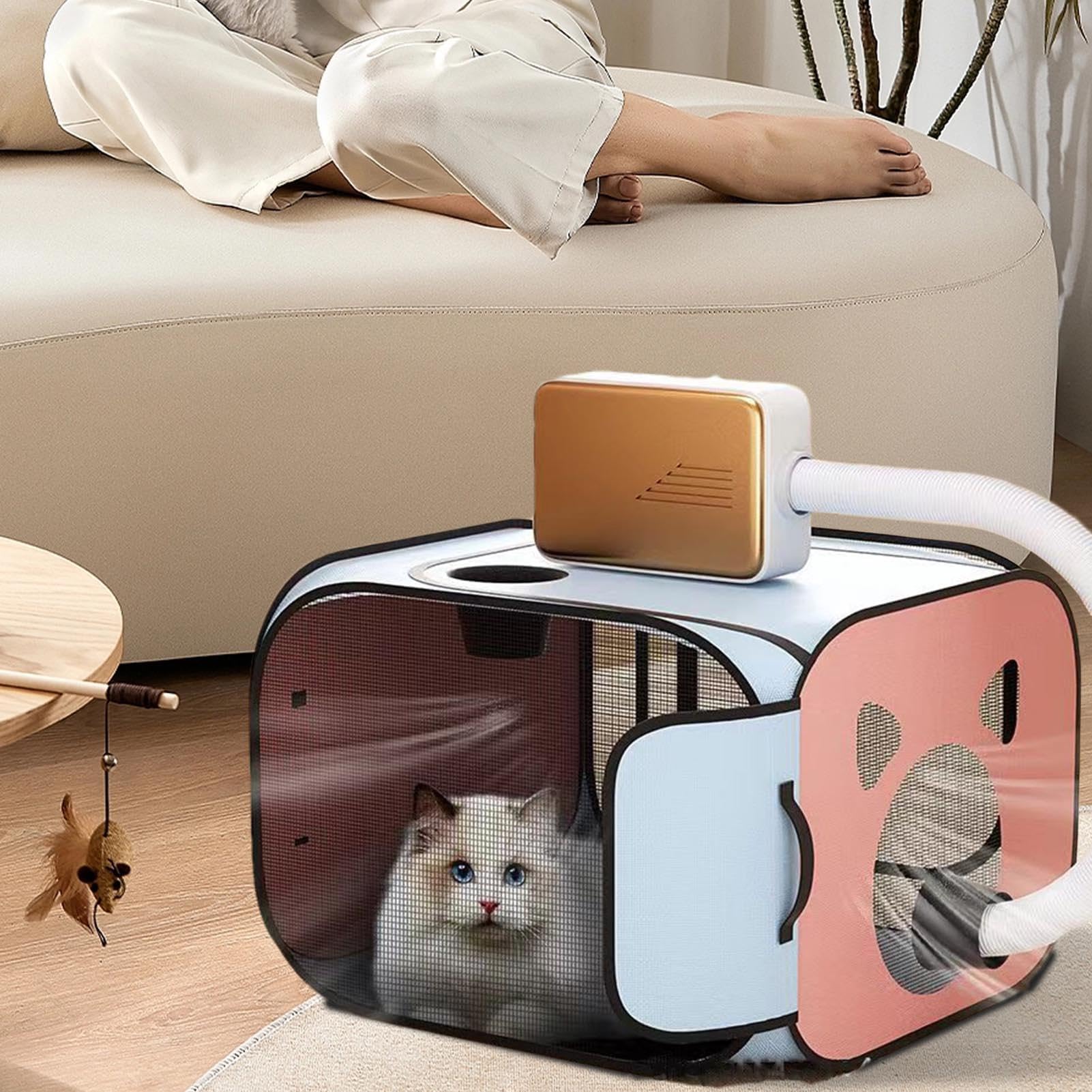Boîte de séchage pour Animaux de Compagnie, séchoir de toilettage pour Chiens, boîte sèche Pliable Portable pour Chiens et Chats, boîte de séchage Anti-Poils Volants pour Chats