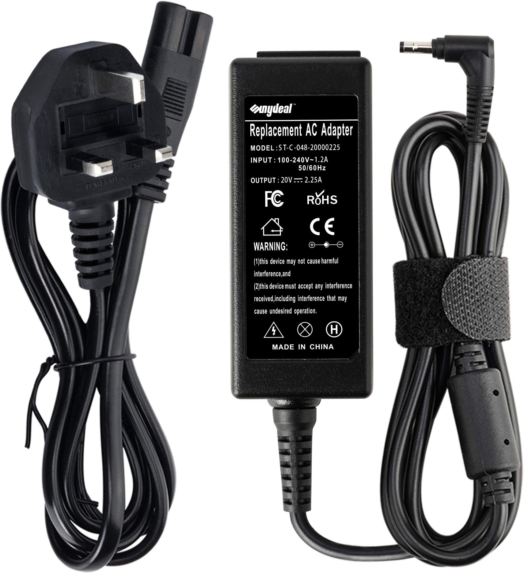 Sunydeal 45W Laptop Charger 20V 2.25A Power Adapter for Lenovo IdeaPad 100 100S 110 110S 120 120S 300 310 320 500 510 510S 520S 710S Yogo 710 Chromebook N22 N23 N42 Flex 4 5 Power Supply Cord