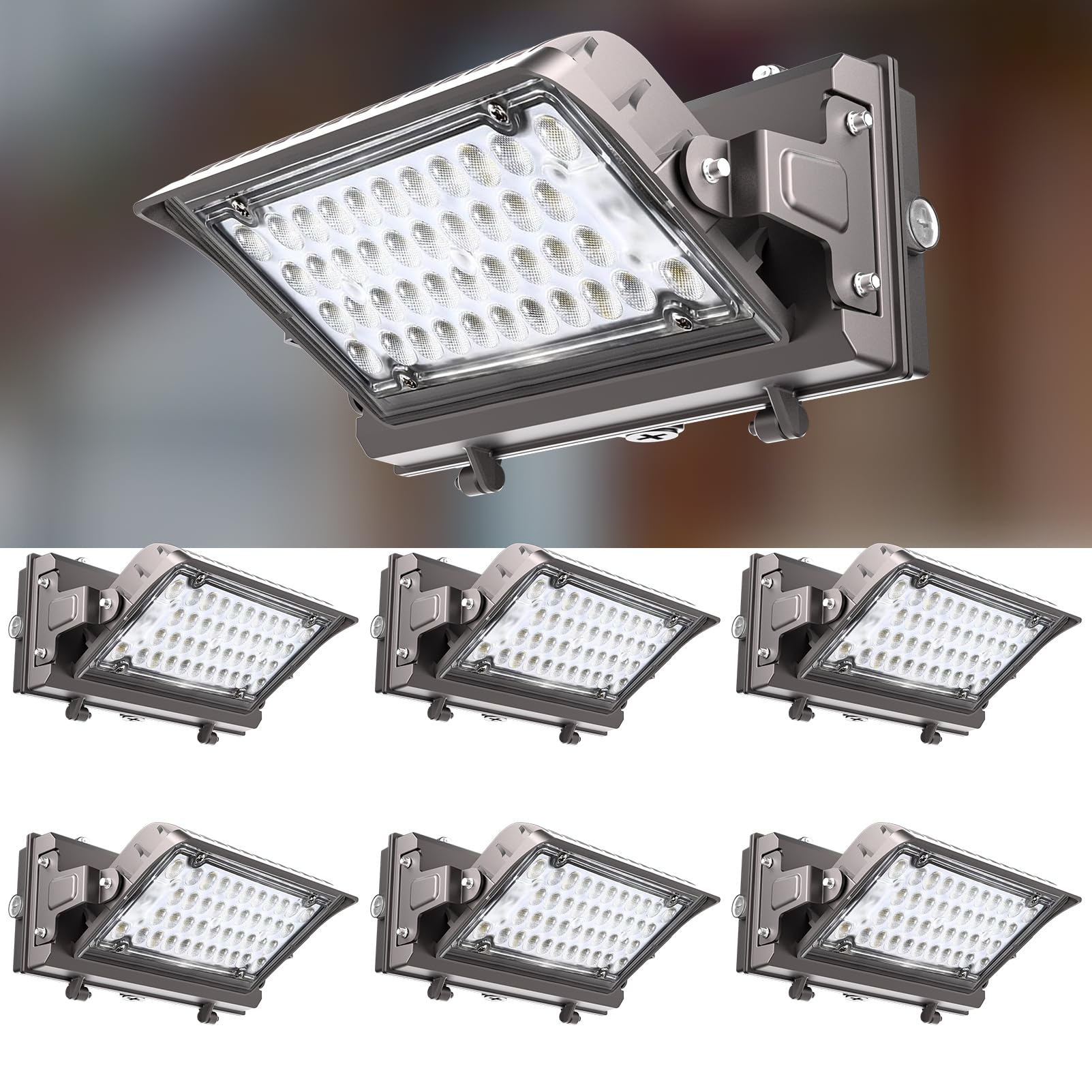 Lightdot 150W Wall Pack LED Exterior Light, Dusk to Dawn 6Pack