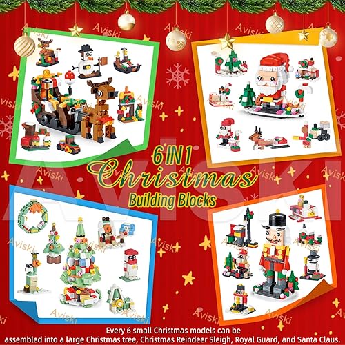 Miniatura 2 de Calendario de Adviento de Navidad 2023, bloques de construcción 6 en 1 para niños, calendario de cuenta regresiva de 24 días, juguetes para niños,