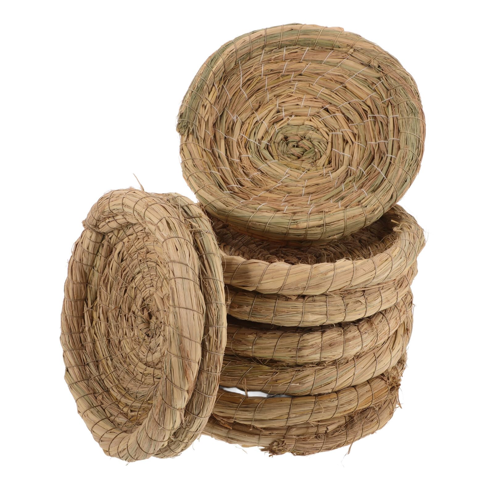Geflochtenes Stroh Hühnernestbett 5 Stück-Pack Beige für Vögel | Natürliches Nistbett für Kaninchen, Bequemes Nest für Kleintiere, Passend für Käfige und Stall