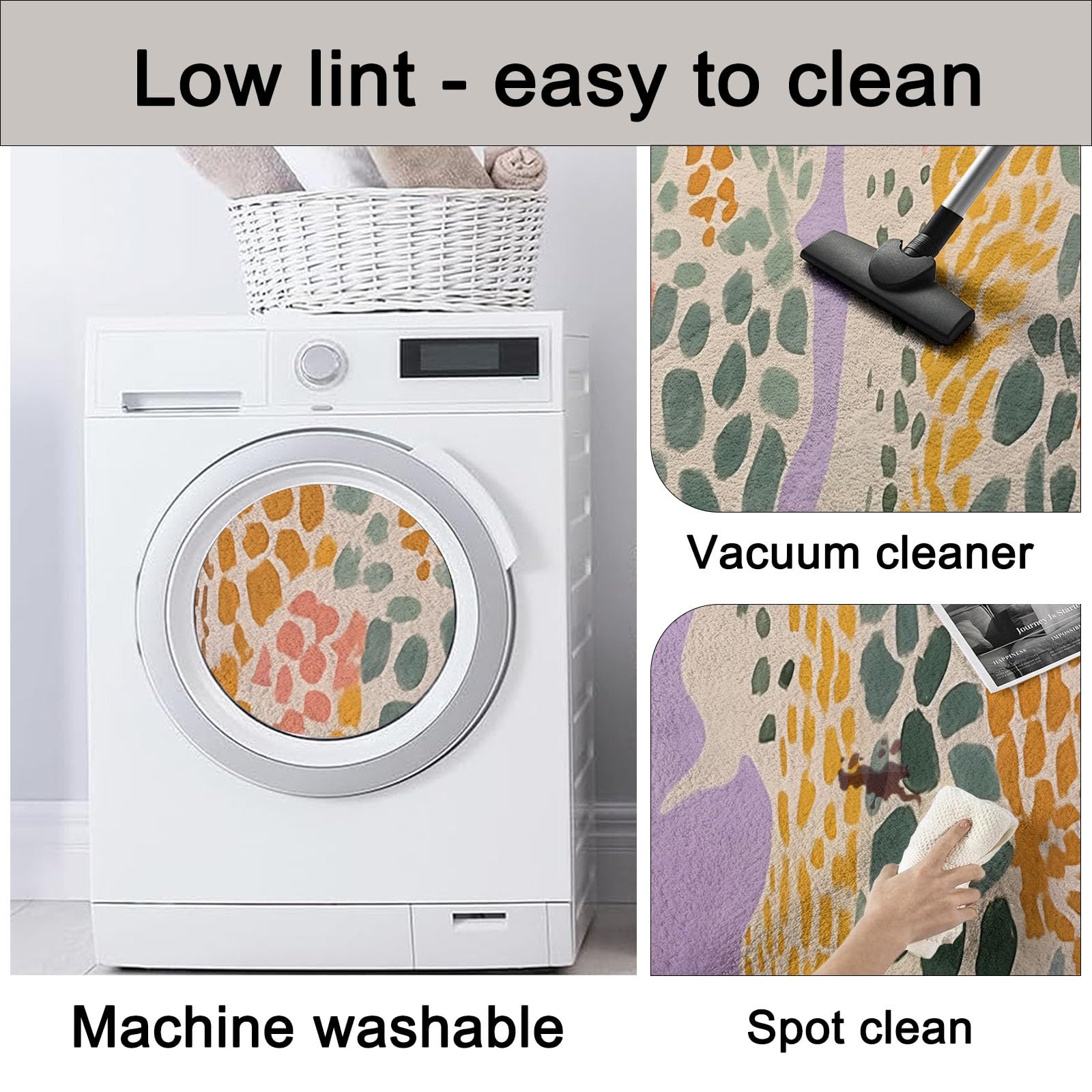 Generisch Teppich Läufer Flur Lang, Rutschfester Küchenteppich 60 x 150 cm Waschbar, Abstrakte Flecken Korridor Teppich für Küche Eingang Wohnzimmer Schlafzimmer, Bunt