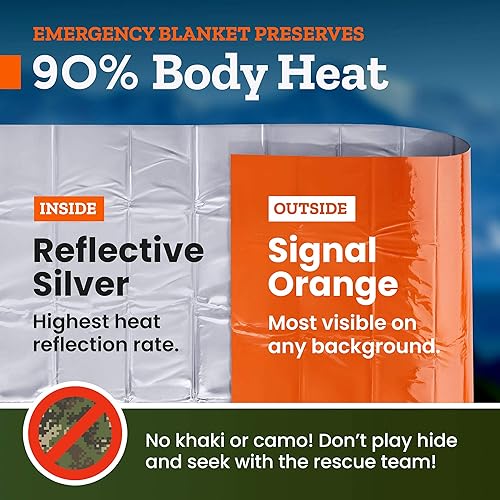 Miniatura 3 de Paquete de 4 mantas de emergencia espaciales, 83 x 52 pulgadas, plata, poliéster, alto rendimiento térmico, resistente al agua, compactas, unisex,