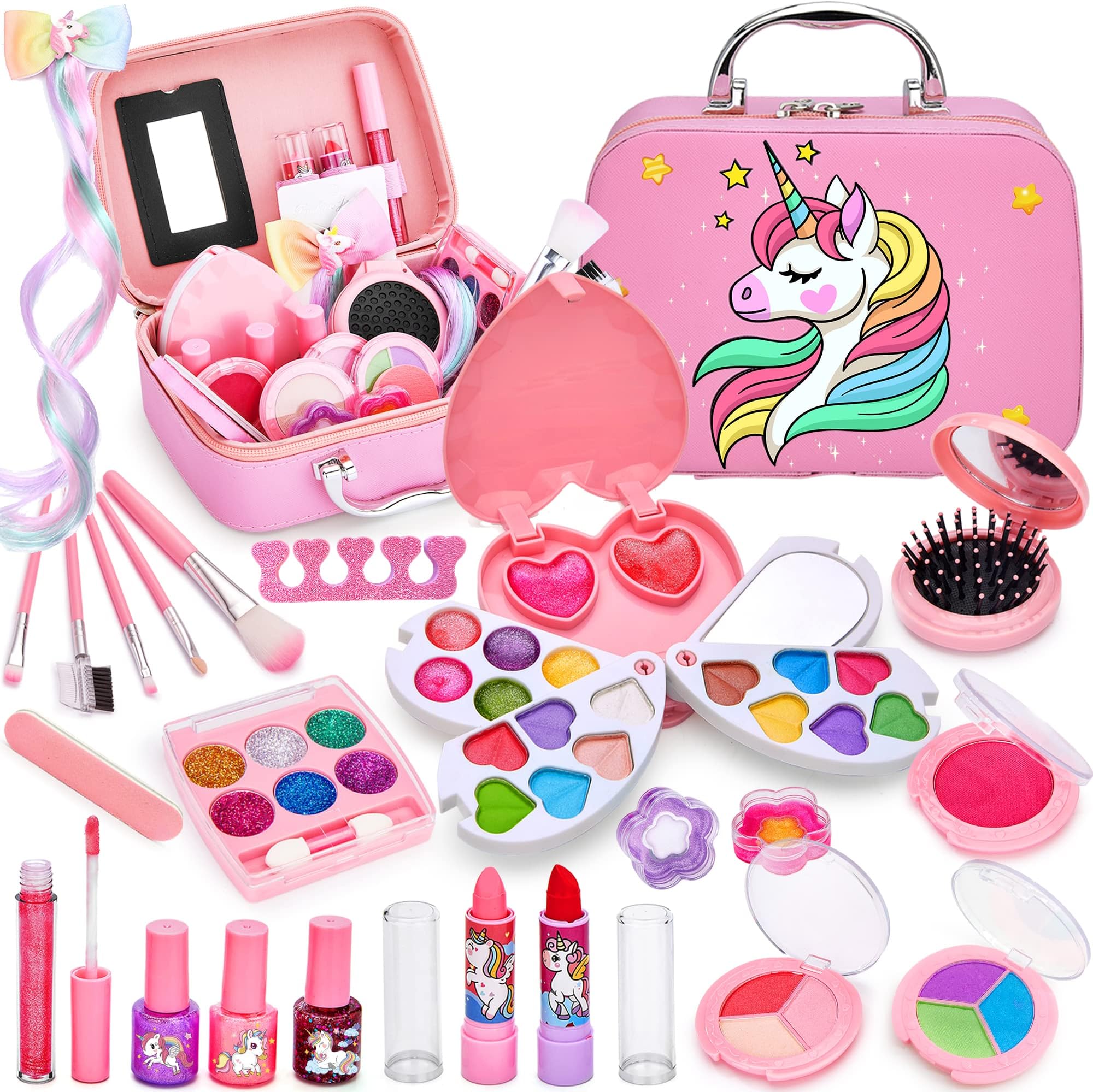 Chennyfun 24 PCS Kids Makeup Set for Girls, Non-Toxic, Washable Make Up Kit, Princess Birthday Gift for 4+ Year Olds
