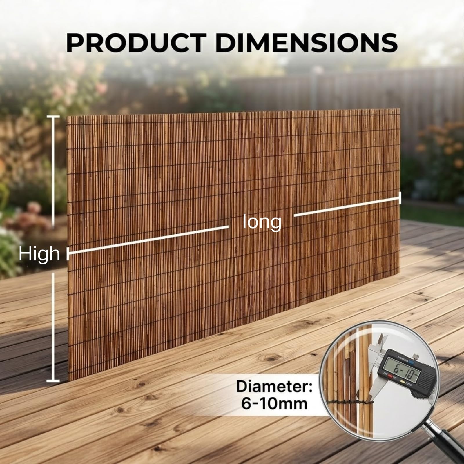 Canisse en Roseau Naturel Brise-Vue pour Jardin Balcon Terrasse, Canisse en Roseau Occultant Protection d'Intimité, Pare-Soleil, Clôture Facile à Installer(Nature,91x671cm(3x22ft))