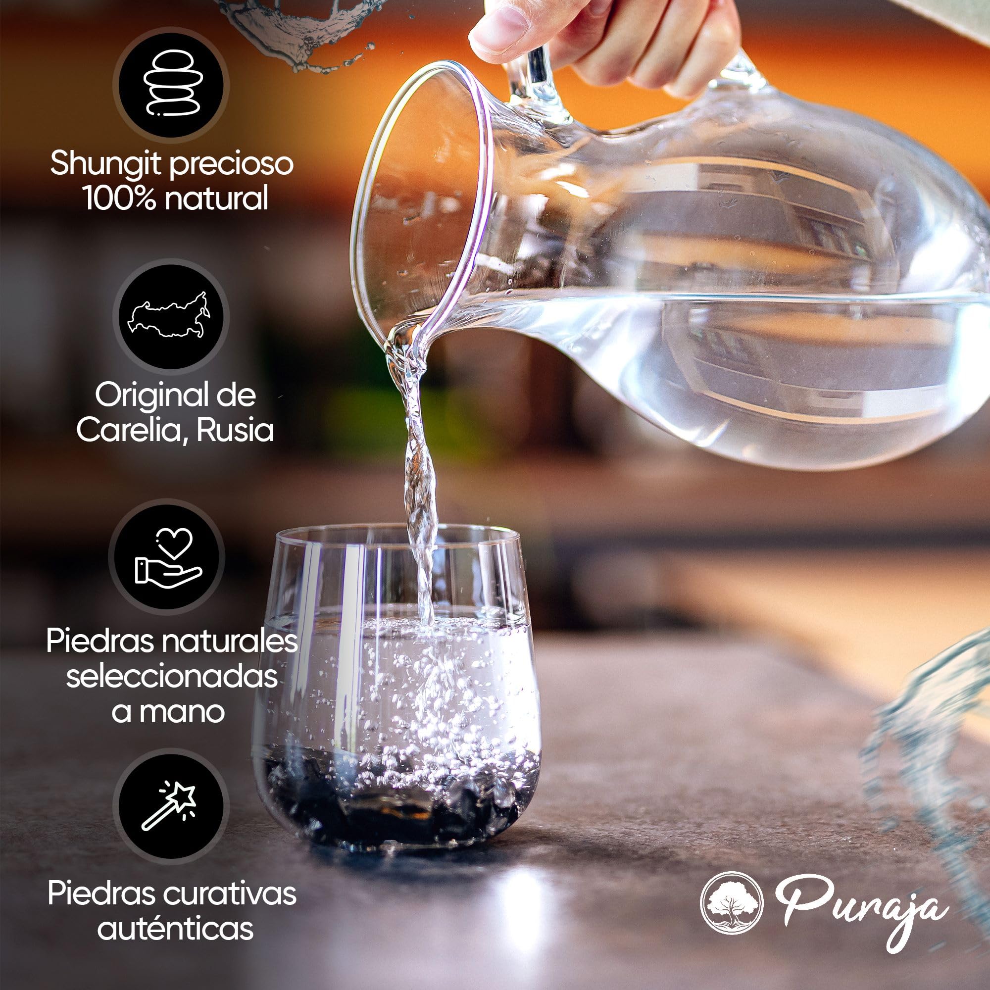 Piedras de agua de esquisto noble PURAJA para purificación de agua | Piedras de élite de esquisto | Piedras naturales de Carelia | Piedras curativas para el agua | Con certificado