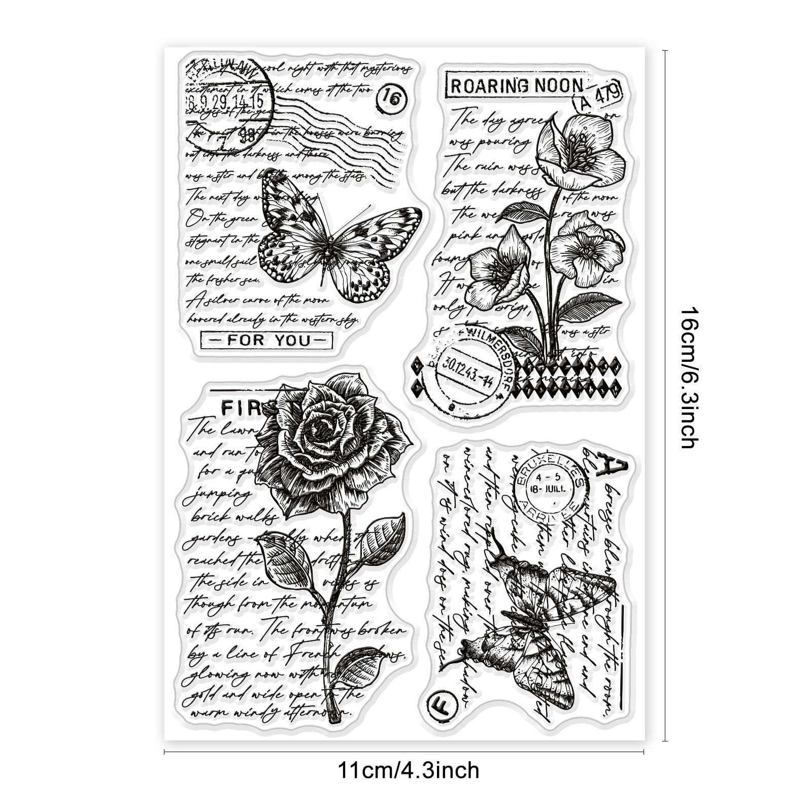 GLOBLELAND Vintage transparent silicone stamps for scrapbooking DIY cards butterflies roses