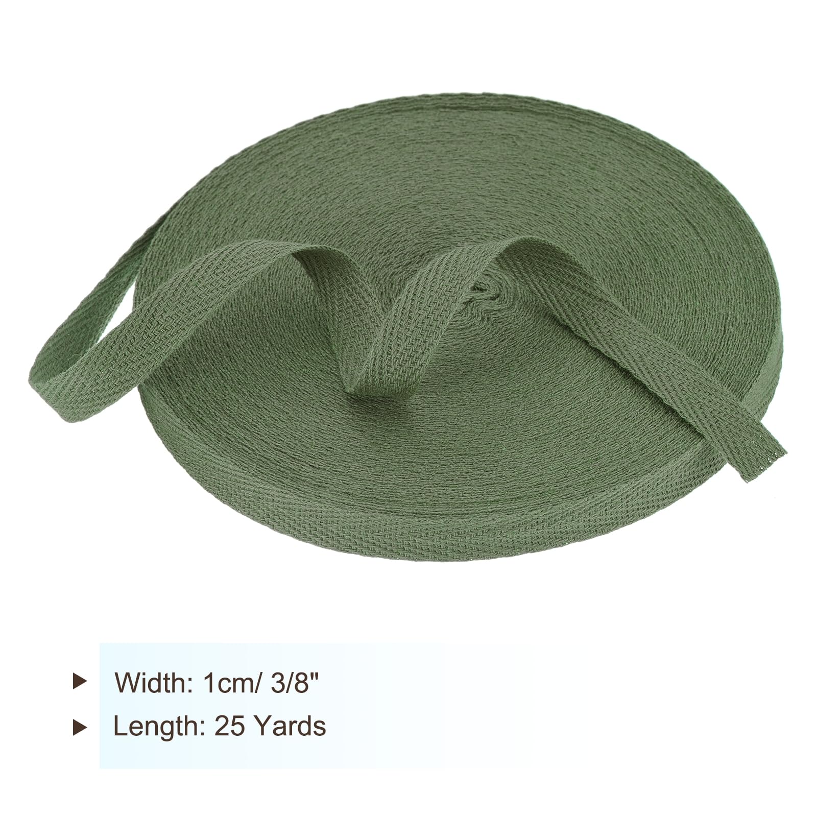 PATIKIL Cotton Twill Tape 3/8 Inch 25 Yards Cotton Ribbon Bias Binding Tape Herringbone Webbing Trim for Sewing Gift Wrapping Craft DIY Moss Green - Image 2
