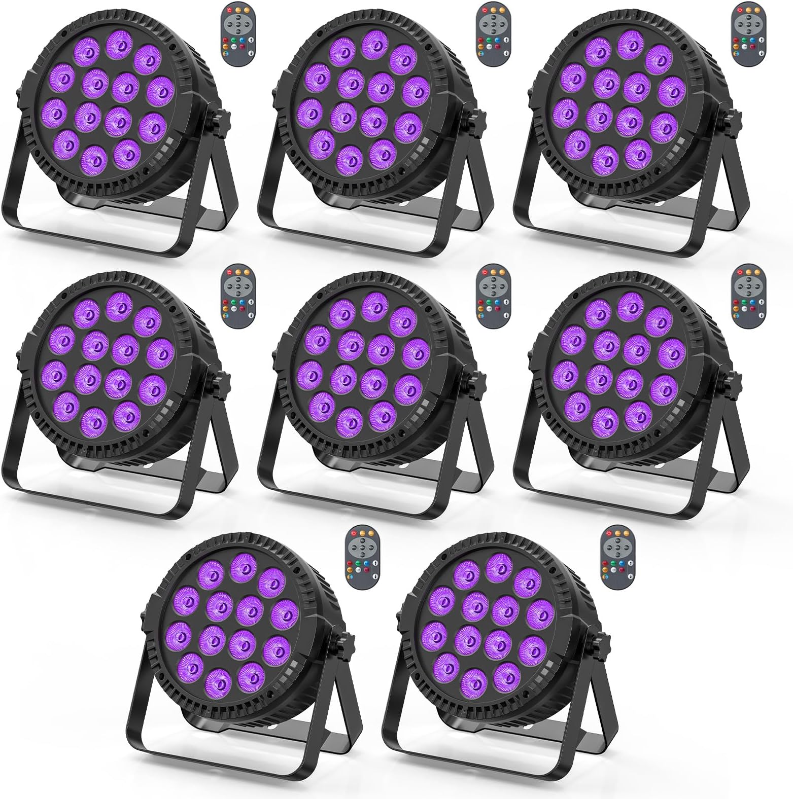 8 PCS LED Par Can Light Stage Lighting 14 RGBW DMX512 Strobe Light with Wireless Remote Adjustable Speed via Auto/Sound-Activated/Master-Slave Disco Light for Party DJ Bar