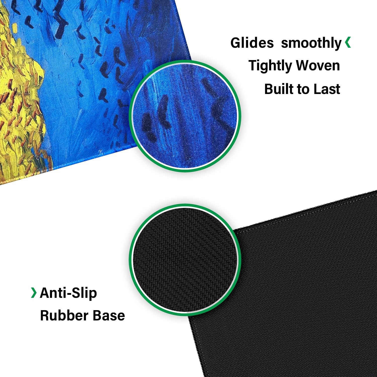 Large Mouse Pad,Extra Long and Thick Desktop Mouse Pad with Stitched Edges,Non-Slip Base,Waterproof Keyboard Pad for Office and Home,Van Gogh-Wheatfield with Crows(35.4x15.7x0.12 Inch，90x40cm)