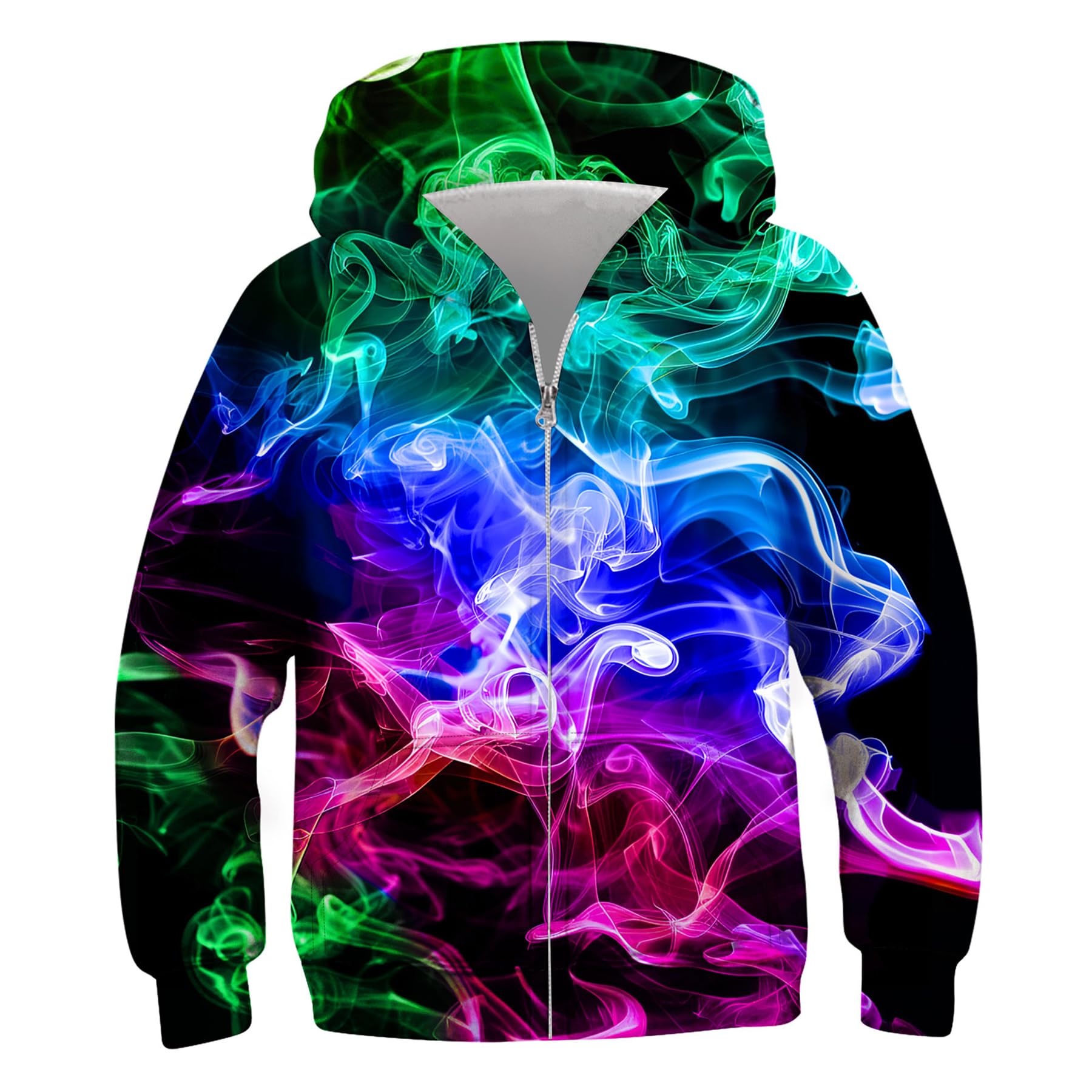 Boys Girls Zip Up Hoodies 3D Graphic Hooded Sweatshirts Hoody Coat with Pockets for Kids 6-14T