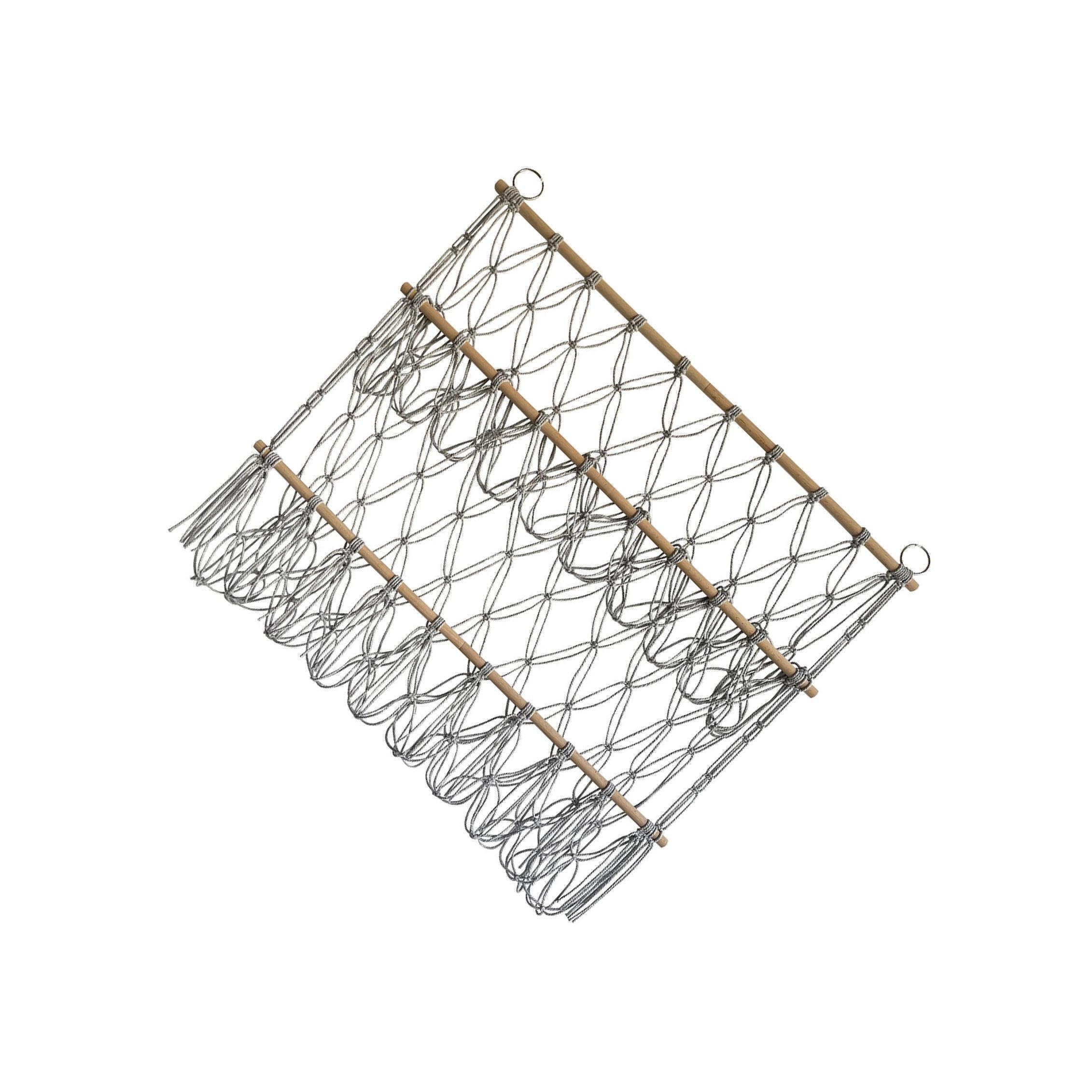 QIXCXAZ Boho Wall Corner Net Holder Unique Aesthetic Appeal Easy To Hang Solution Storage Of Kids Toys Using Traditional Handwoven Techniques Stuffed Animal, gray, 80x75cm