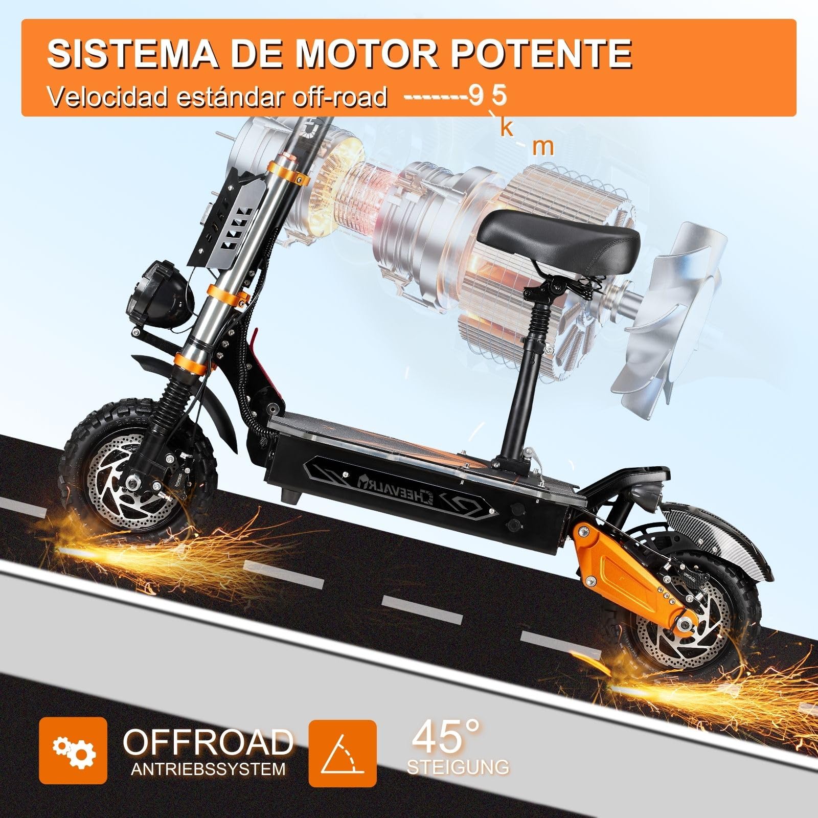 JAYSIMXIN Patinete Eléctrico para Adultos Potente,Scooter Eléctrico con Tracción Delantera de 11 Pulgadas,con Sonido,Batería de Litio 60V 43Ah,Tiempo de Carga de 5-6 Horas,Capacidad de 150 kg.