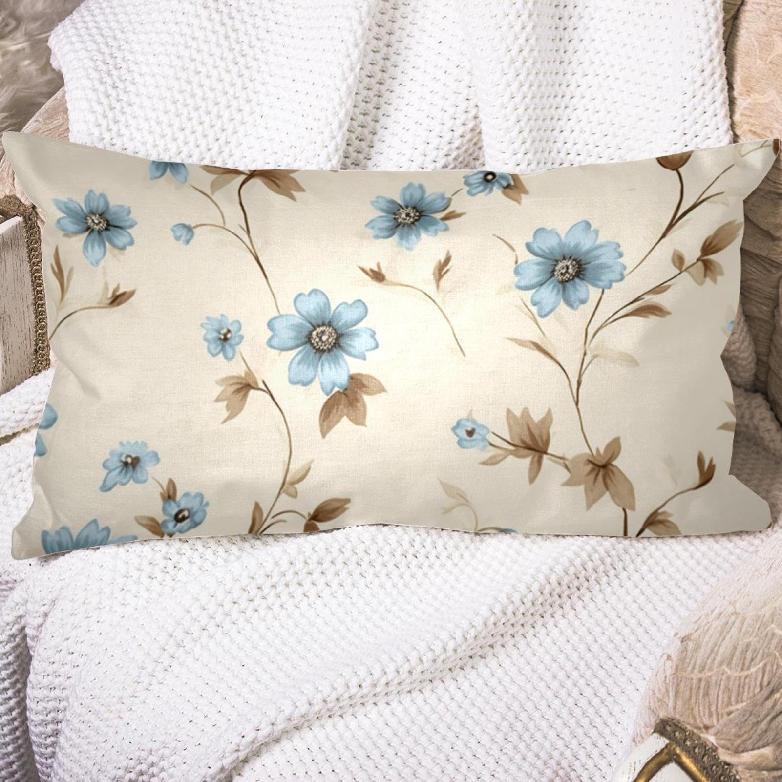 Amazon｜クッションカバー、枕カバー、装飾枕カバー,花柄の花,20x36 in