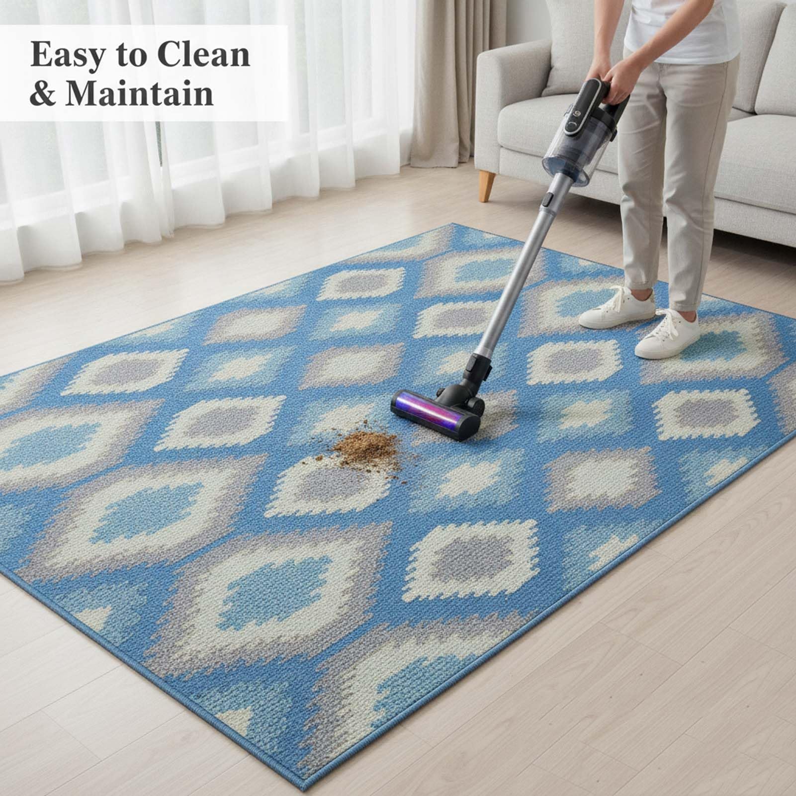 Grand Tapis d'Extérieur, Tapis de Terrasse en Velours Cristal Doux avec Base Antidérapante, Tapis de Sol Lavable, Facile à Nettoyer, pour Terrasse, Deck, Balcon, Jardin