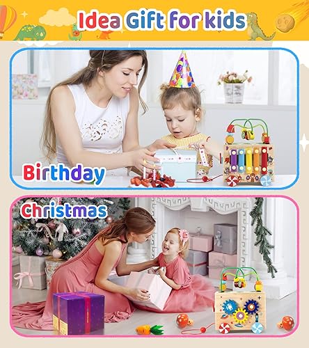 Miniatura 6 de UdoUto Cubo de actividades de madera para niños de 18 meses  Juguetes educativos Montessori de madera para bebés niños y niñas de 1, 2 y 3 años,