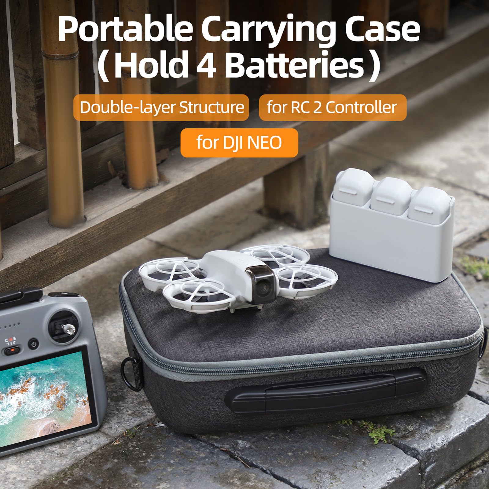 ZJRXM Tasche für DJI Neo und RC 2 Fernsteuerungs, Tragbare Reisetasche für DJI Neo Fly More Combo Drohne und Zubehör