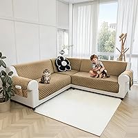 Vista 37 de Fundas de sofá seccional para perros 100% impermeables, funda de sofá en forma de L para esquinas, de terciopelo, lavable, antideslizante