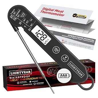 Lightyear Meat Thermometer | Instant Read Cooking Thermometer for Grilling, Roasting & BBQ, Built-in Magnet, IP65 Waterproof, Food-Grade Stainless Steel Temperature Probe