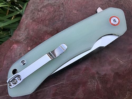 Miniatura 5 de TACTICAL GEARZ Navaja de bolsillo para EDC, mango G10, hoja de acero D2, incluye funda (Naos Ice)